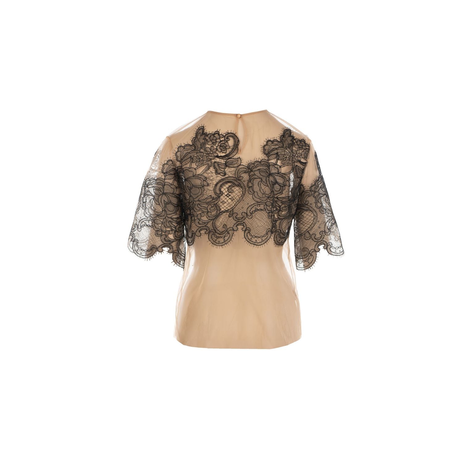 Tulle and lace Blouse Gloria - Black and beige