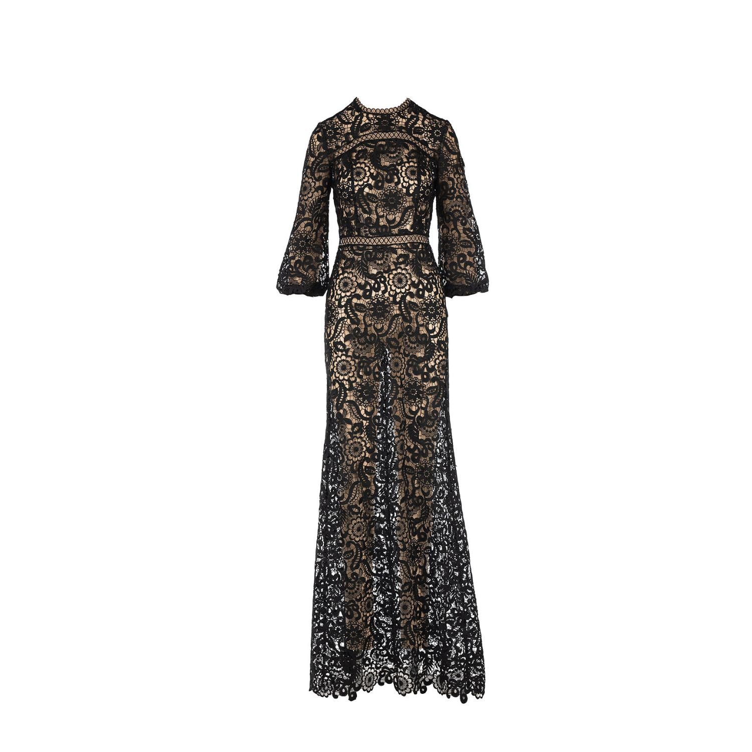 Dress Aurora - maxi, black, long sleeves