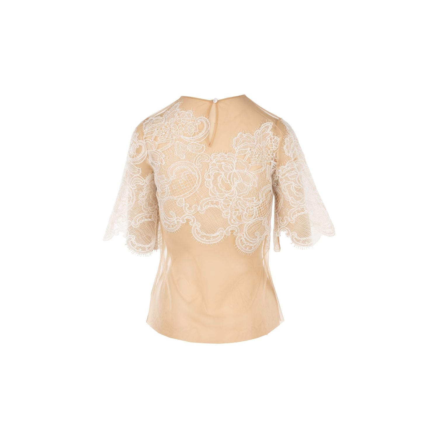 Tulle and lace Blouse Gloria - White and beige