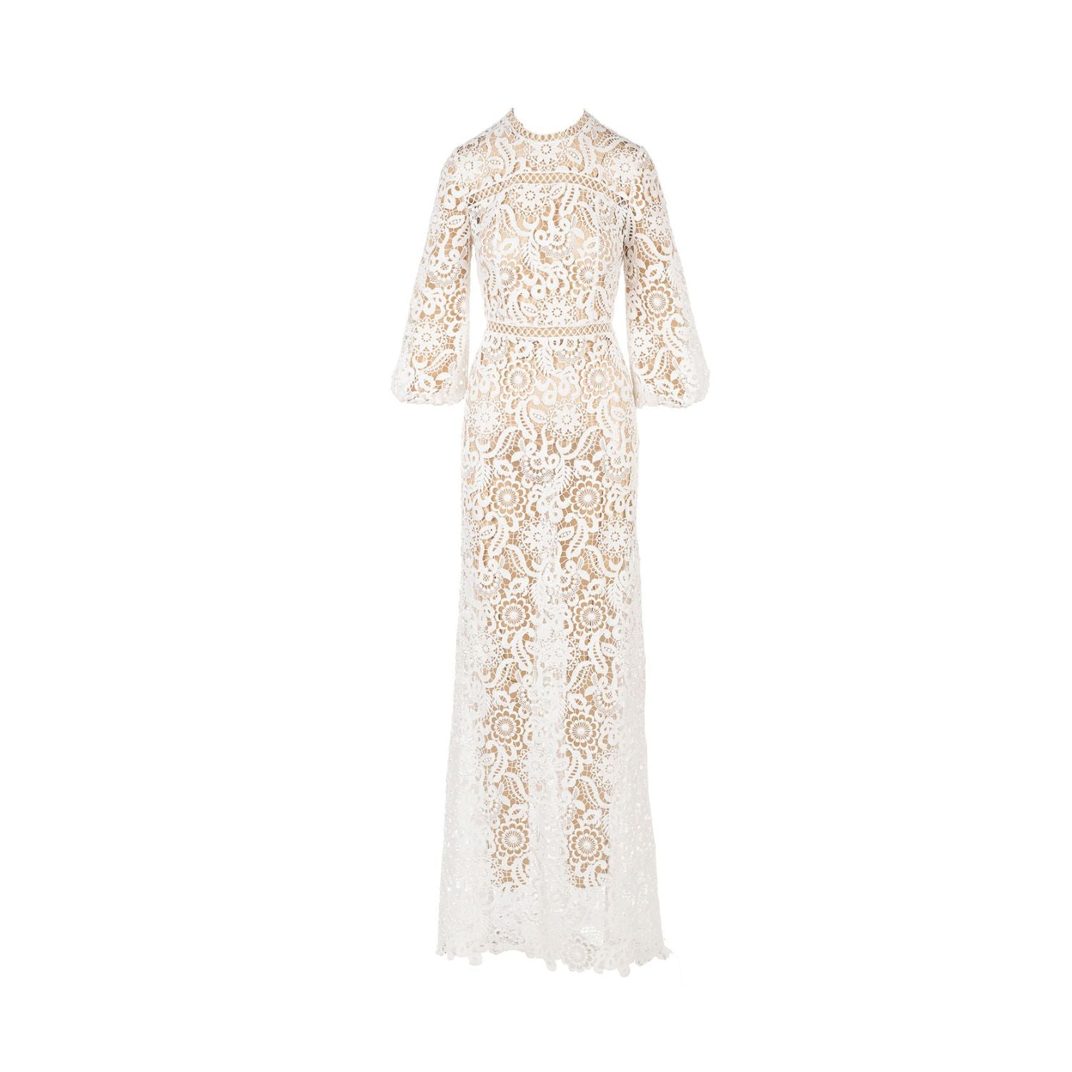 Dress Aurora - maxi, white, long sleeves