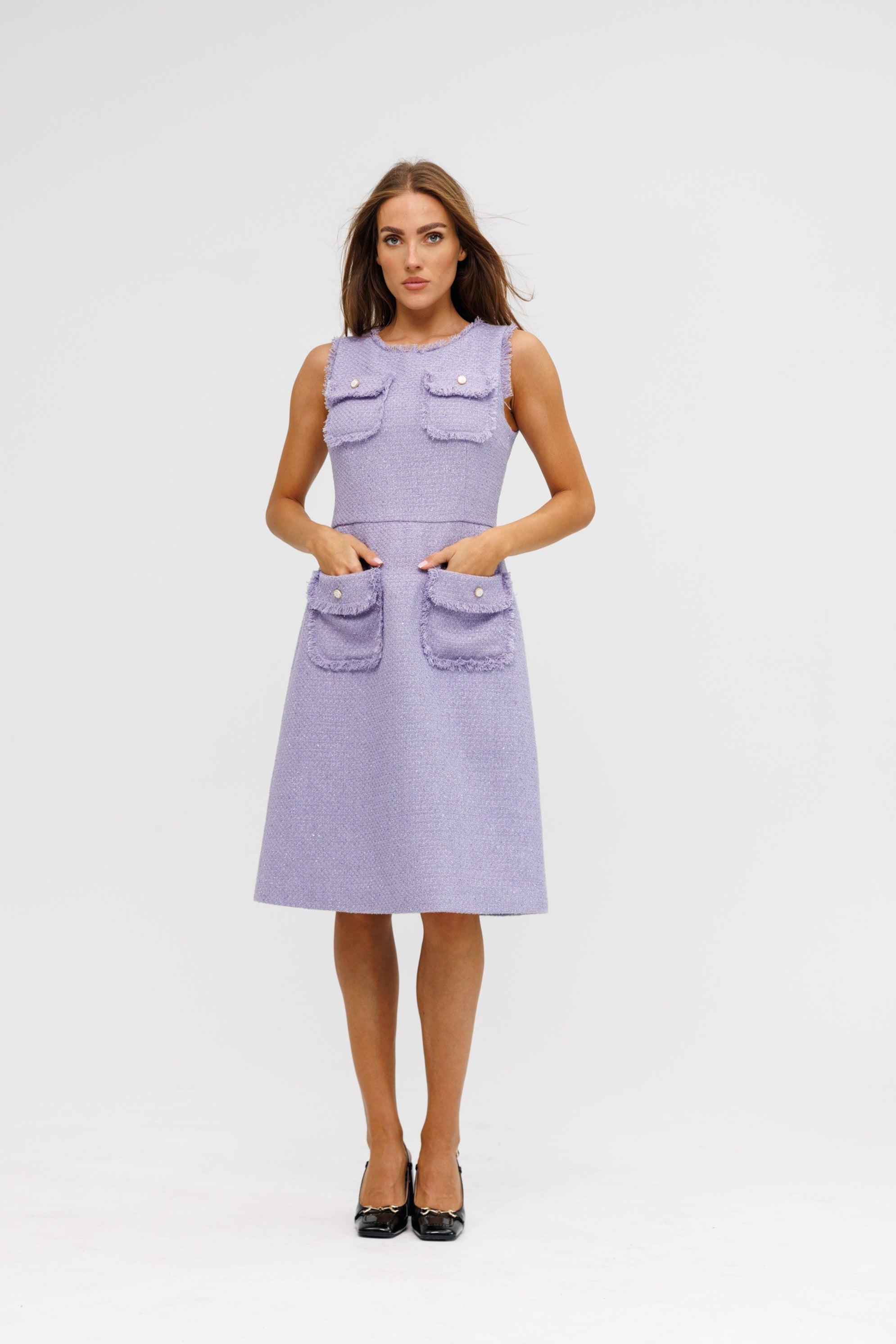 Tweed dress Margaux - lilac, midi