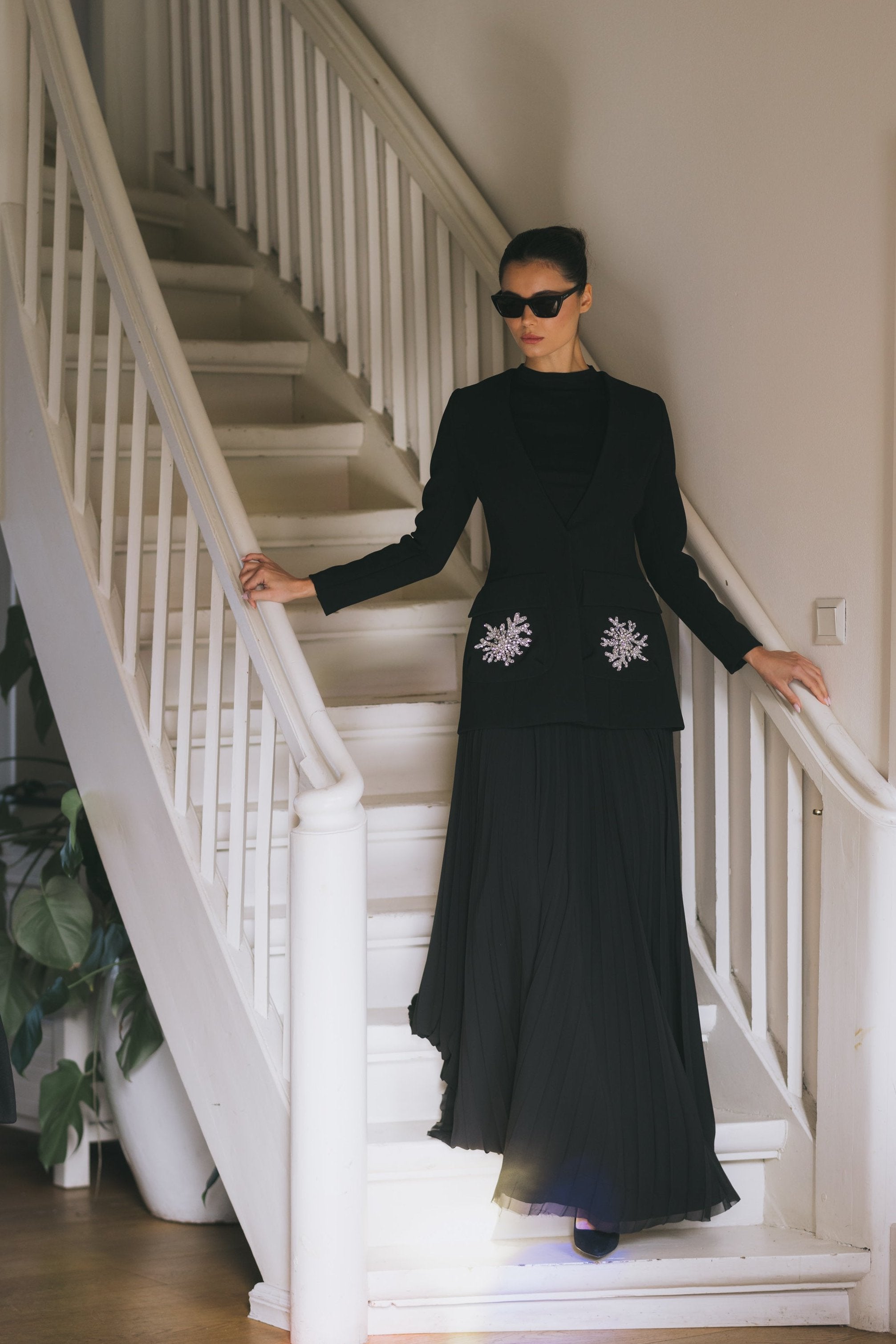 Pleated Skirt Sirly - maxi, black