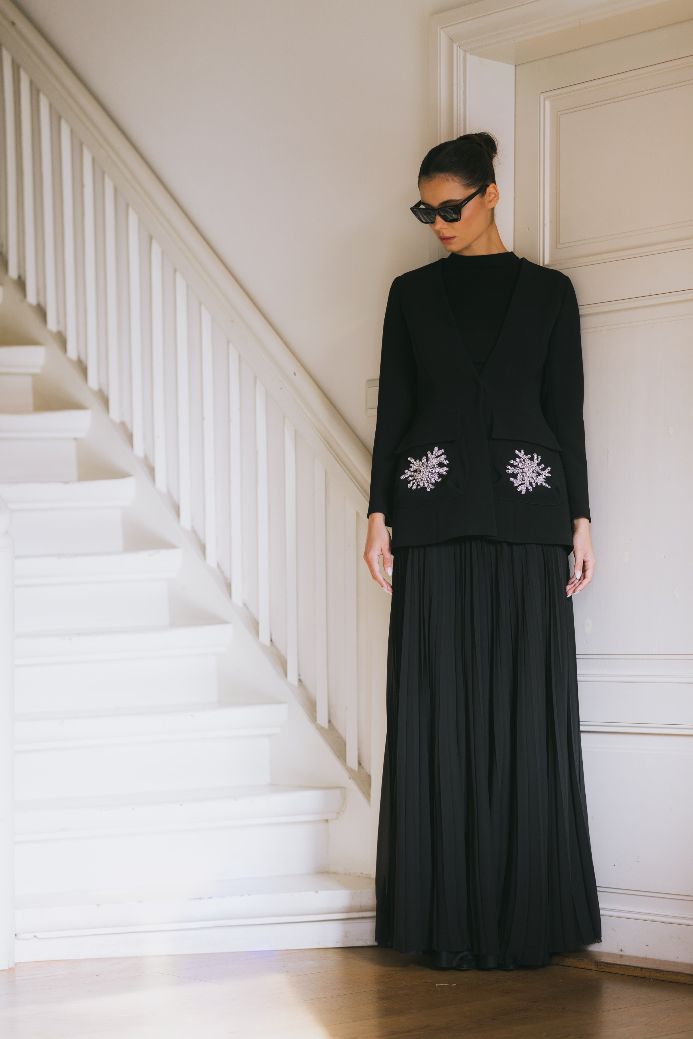 Pleated Skirt Sirly - maxi, black