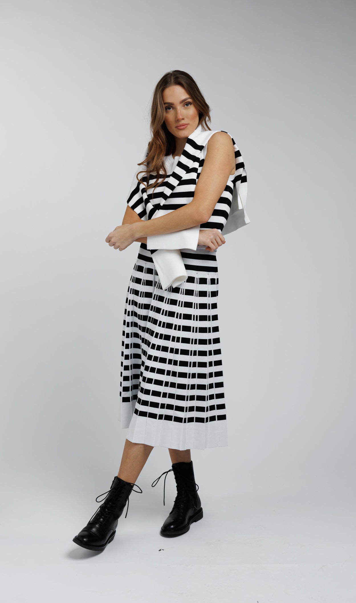 Striped pleated midi skirt Capri