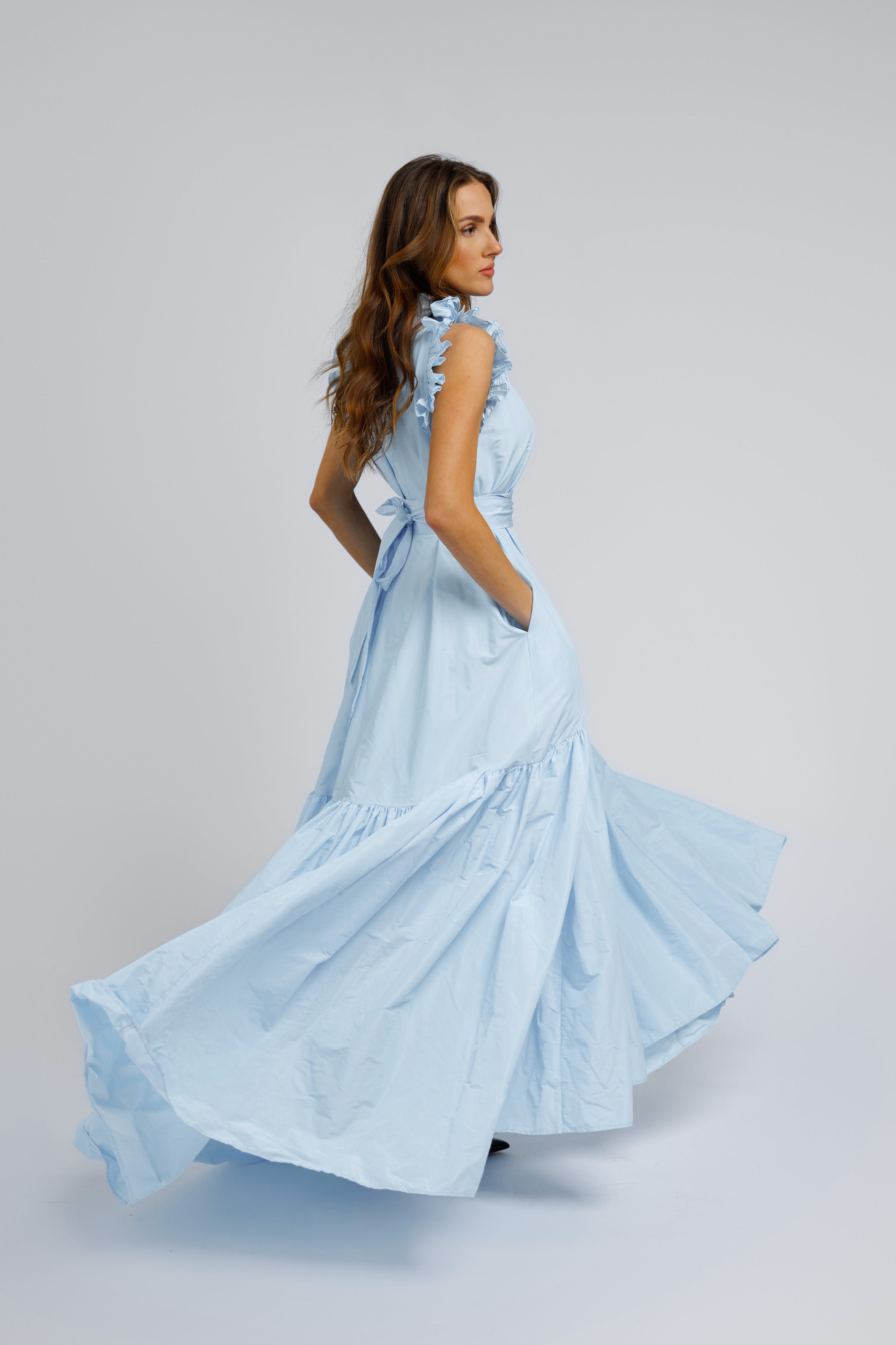 Taft dress Isabella - maxi, blue