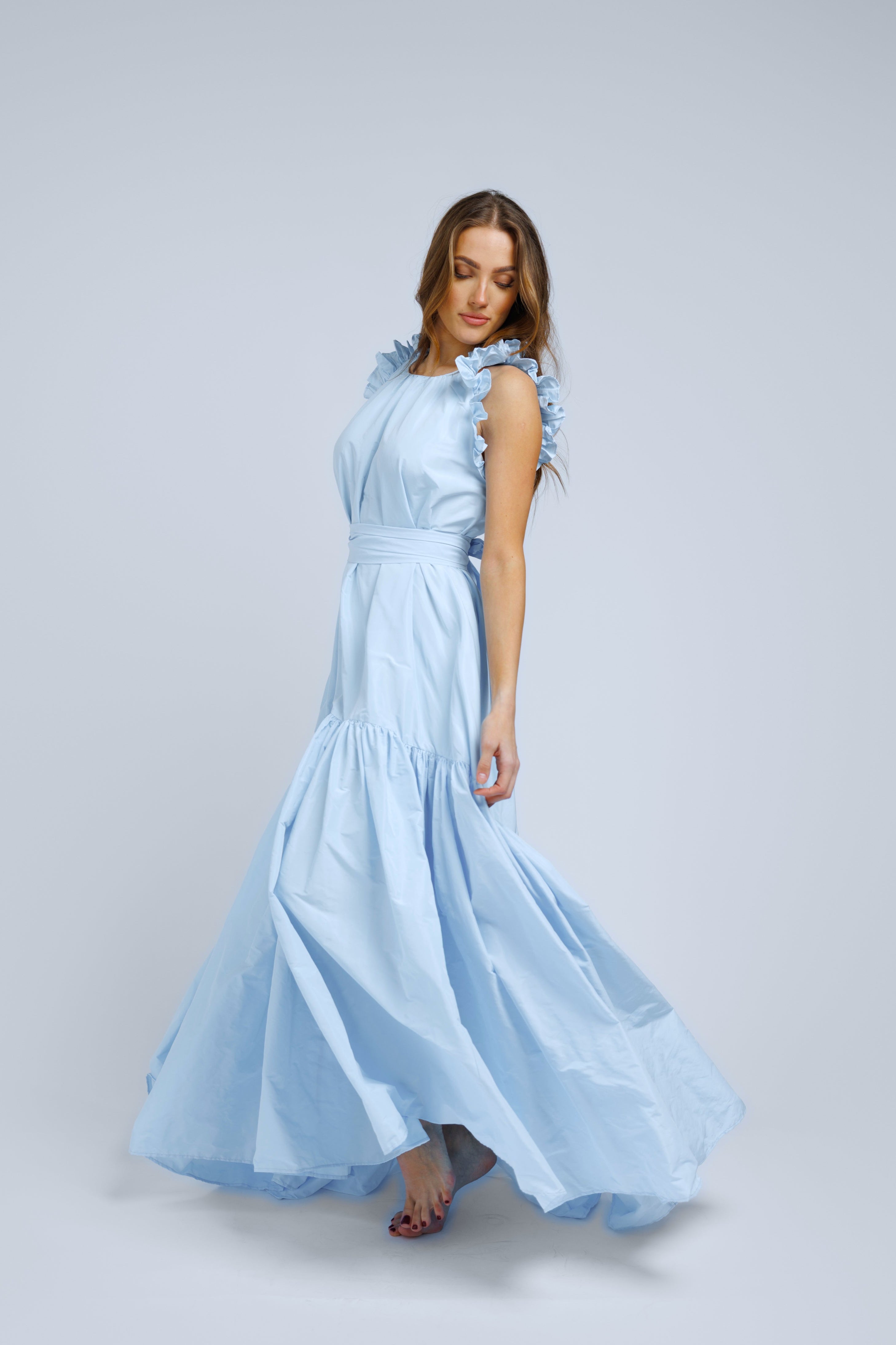 Taft dress Isabella - maxi, blue