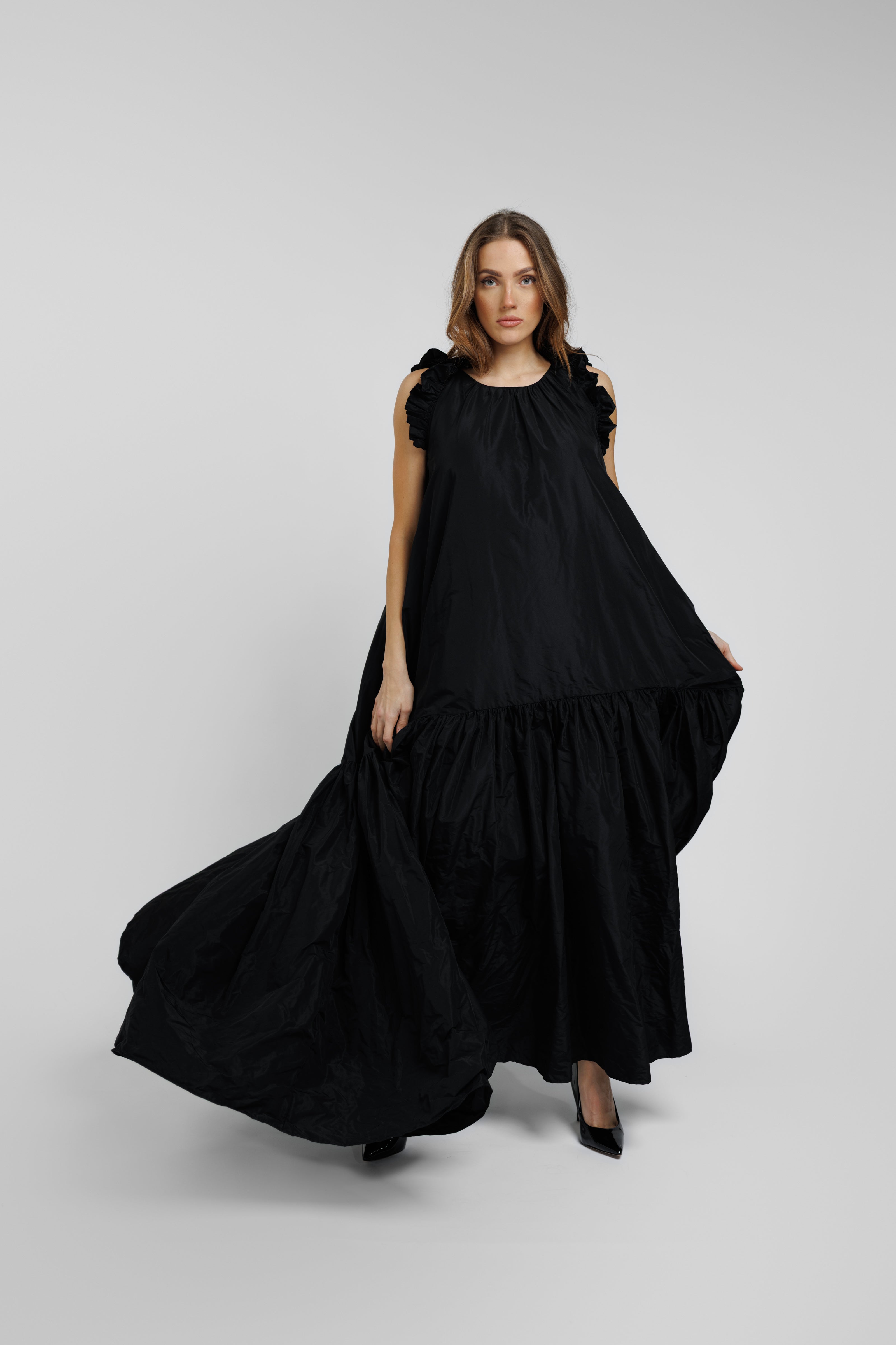 Taft dress Isabella - maxi, black
