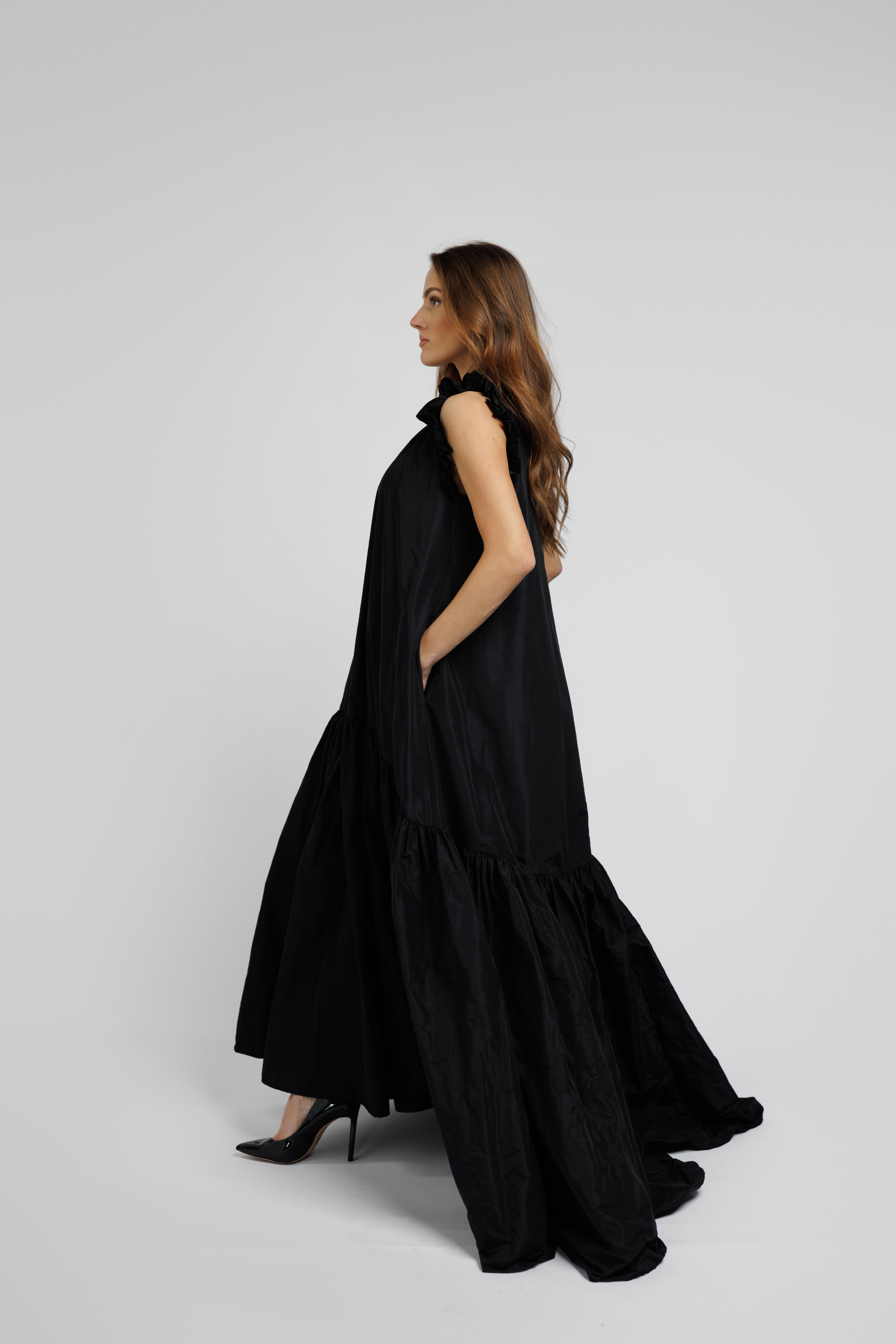 Taft dress Isabella - maxi, black