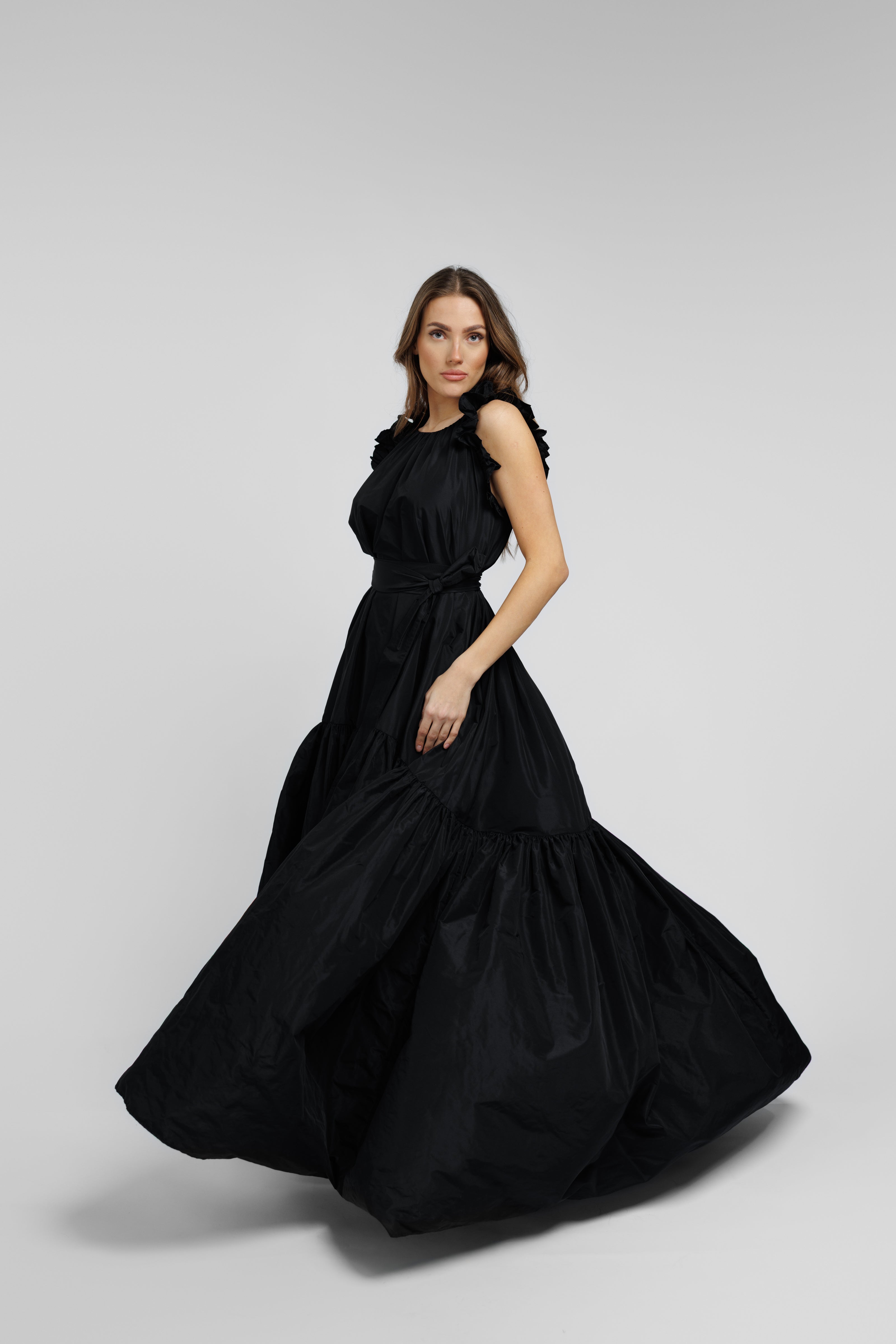 Taft dress Isabella - maxi, black
