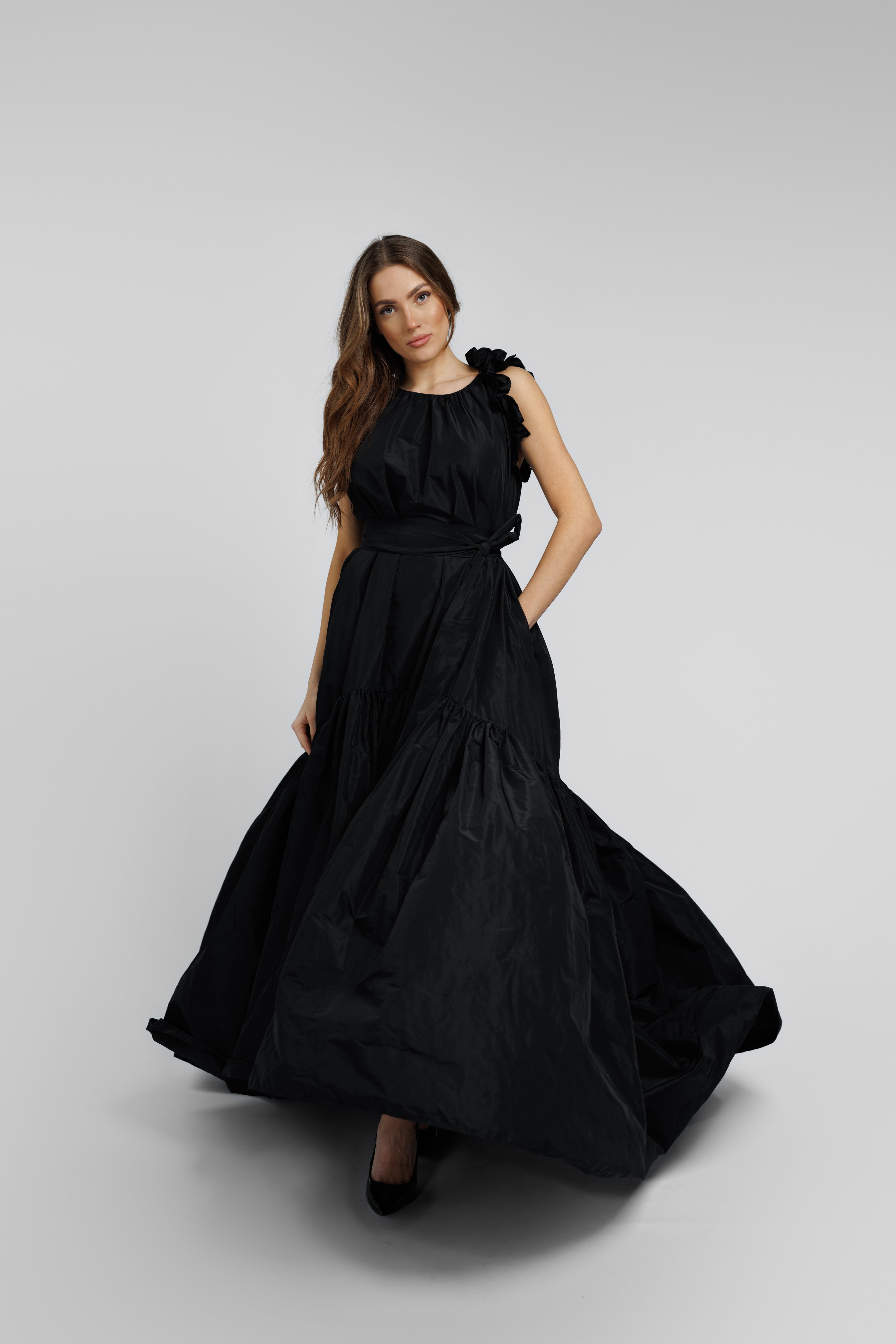 Taft dress Isabella - maxi, black
