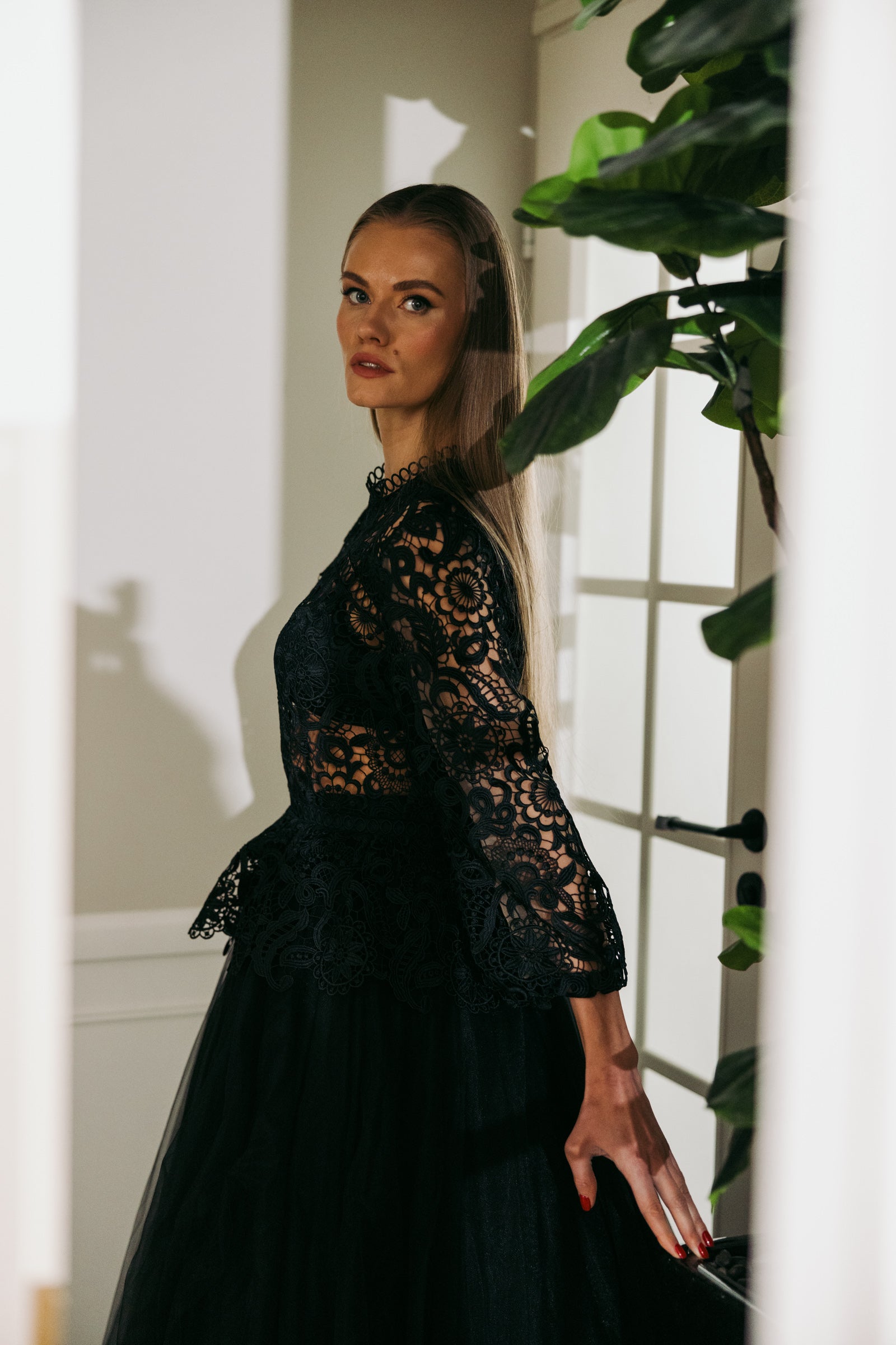 Peplum blouse Aurora - black