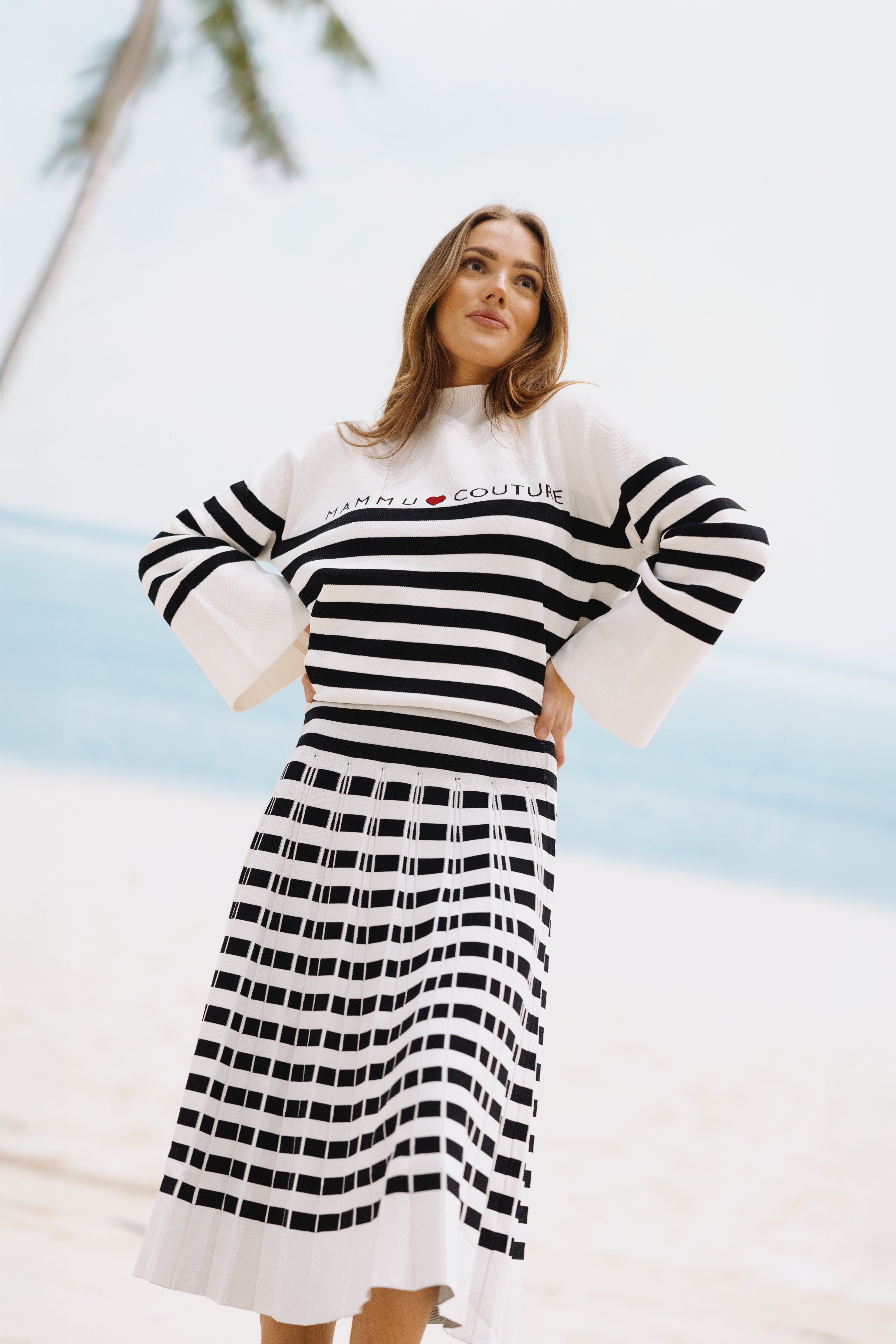 Striped pleated midi skirt Capri