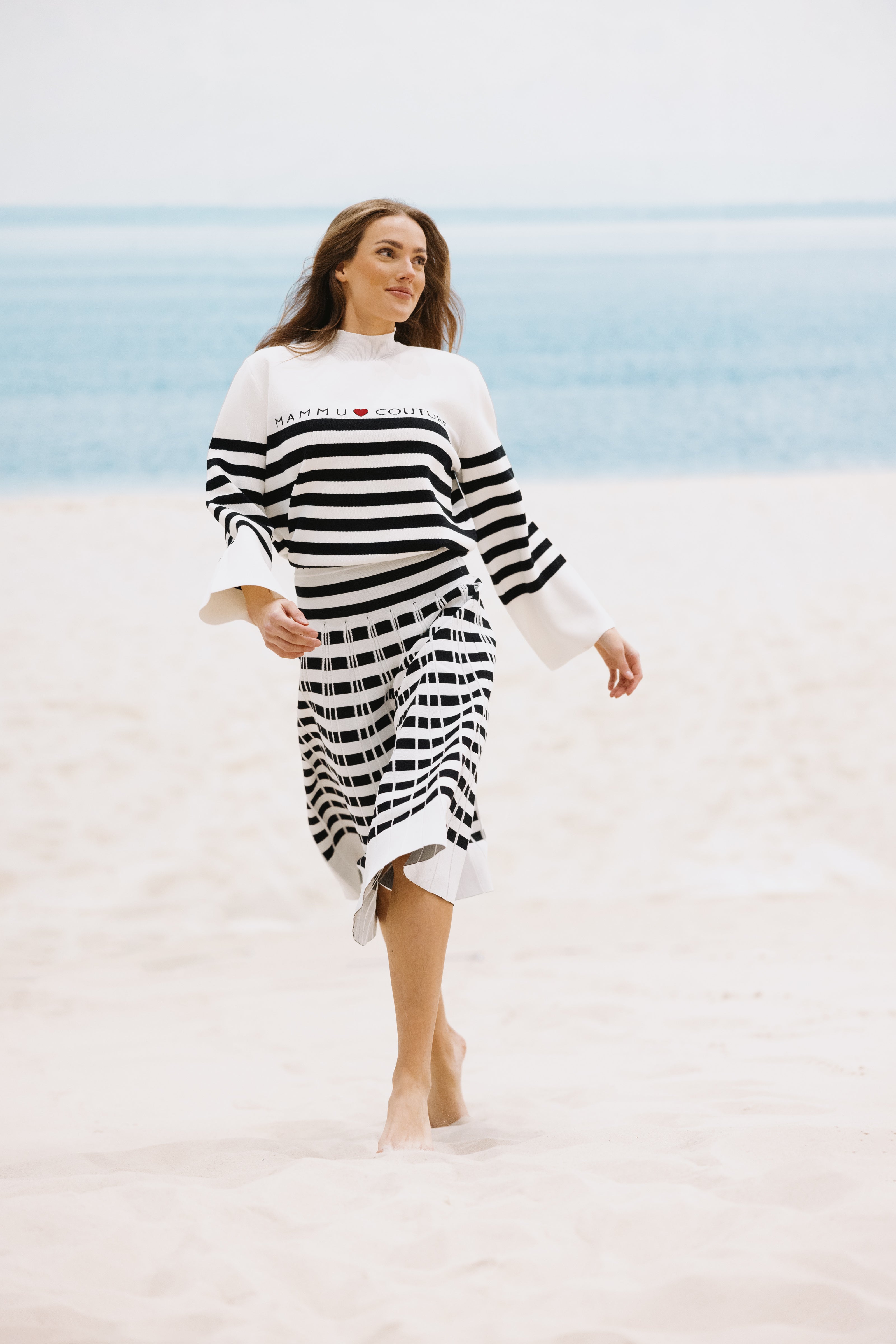 Striped pleated midi skirt Capri