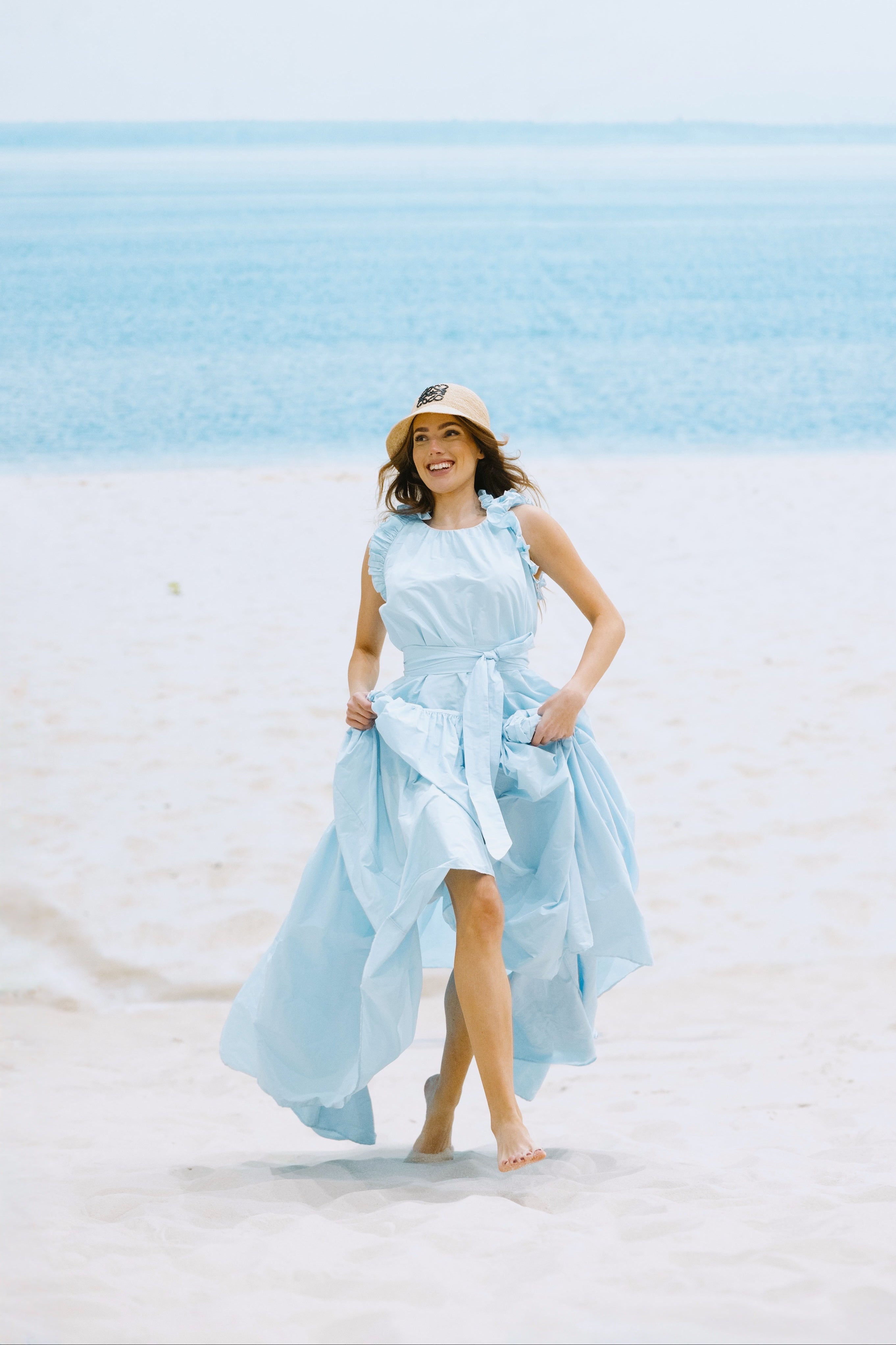 Taft dress Isabella - maxi, blue