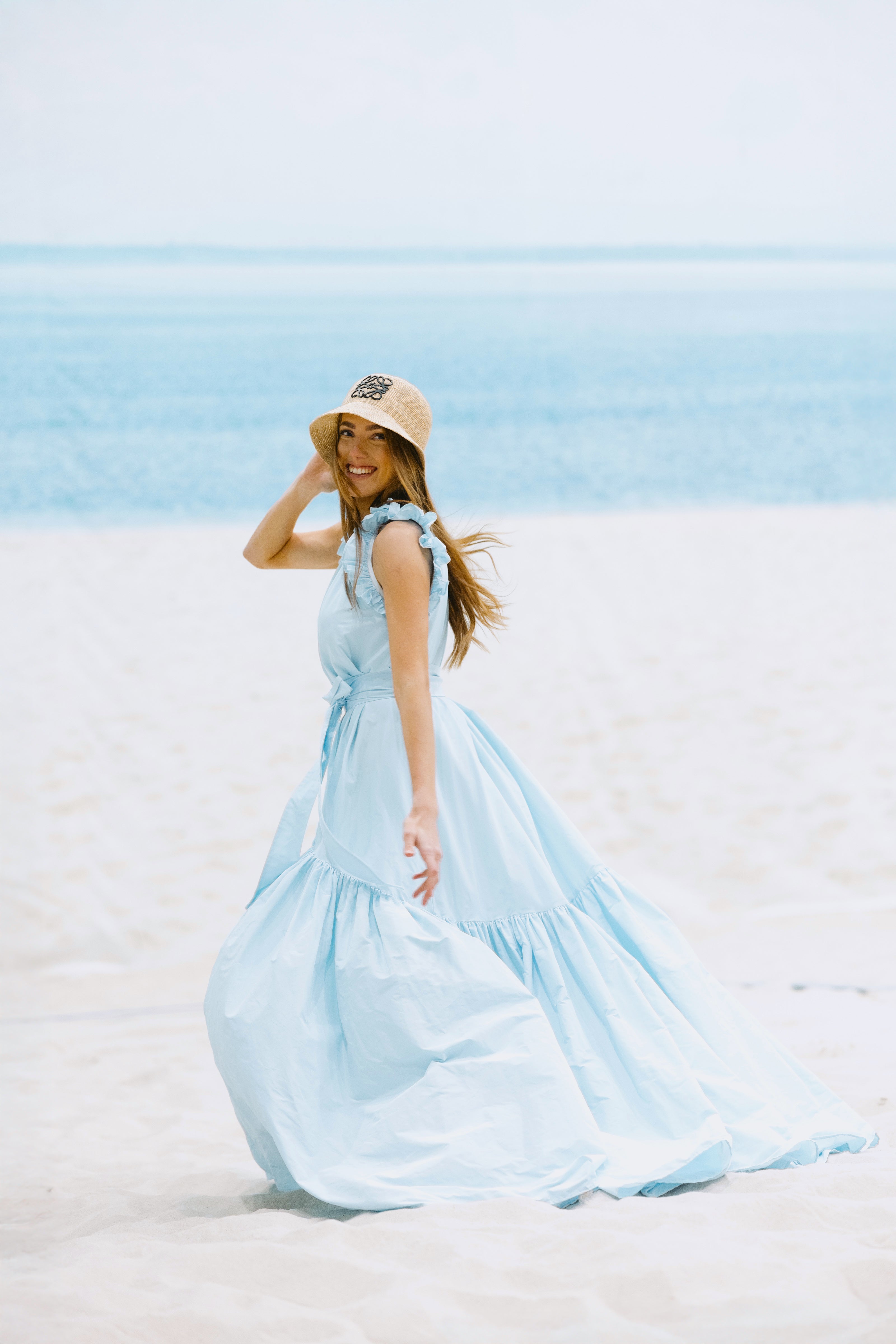Taft dress Isabella - maxi, blue