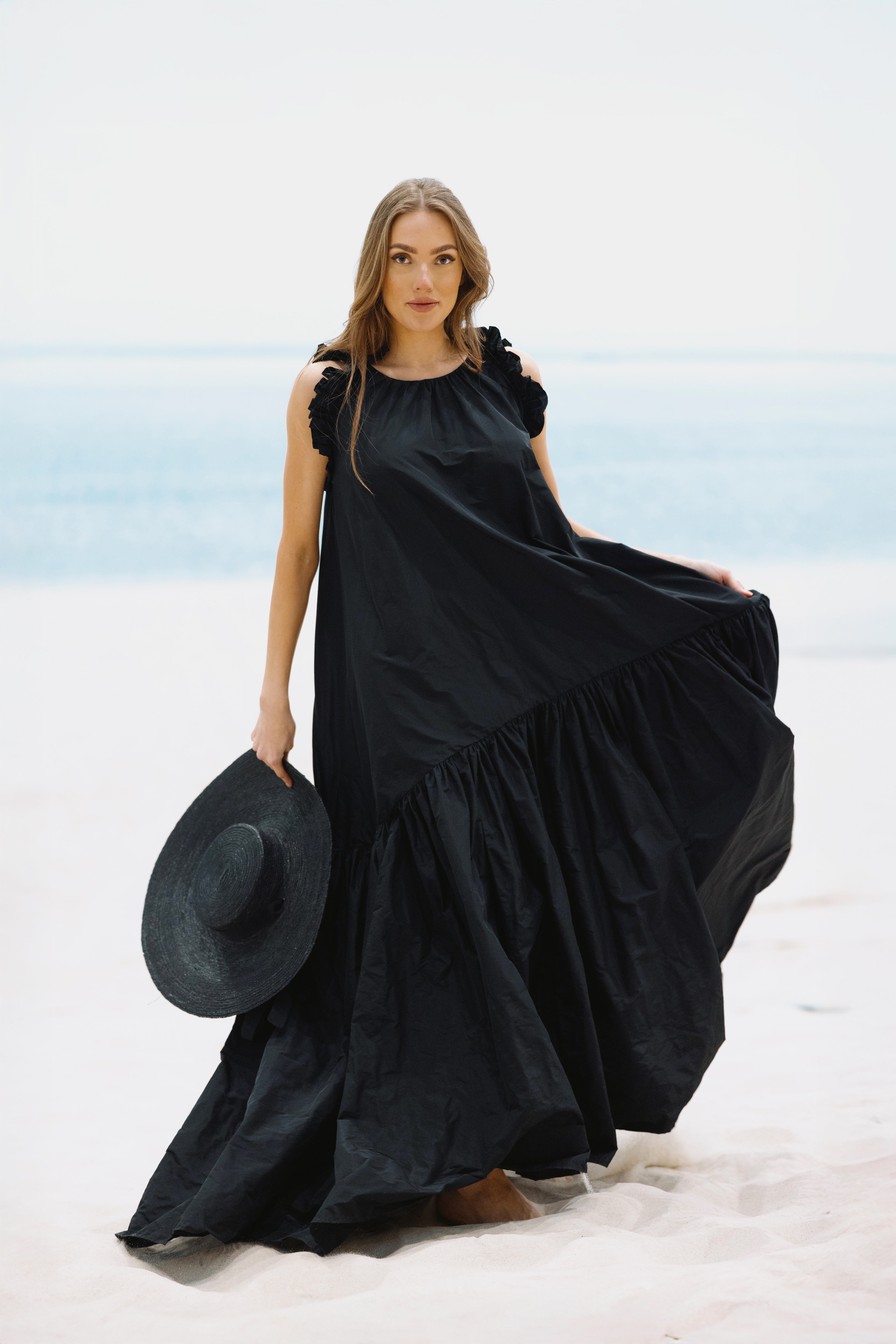 Taft dress Isabella - maxi, black