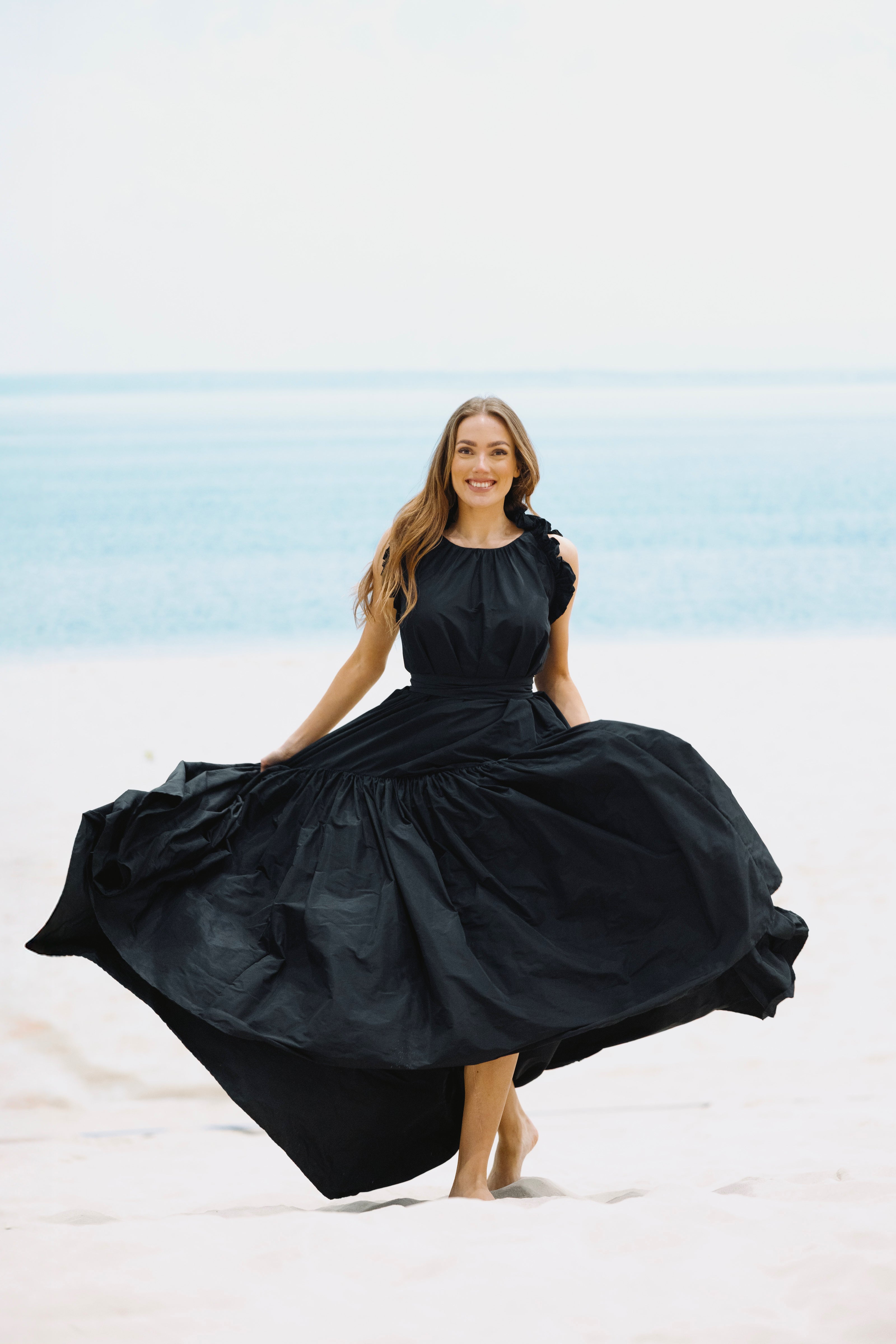 Taft dress Isabella - maxi, black