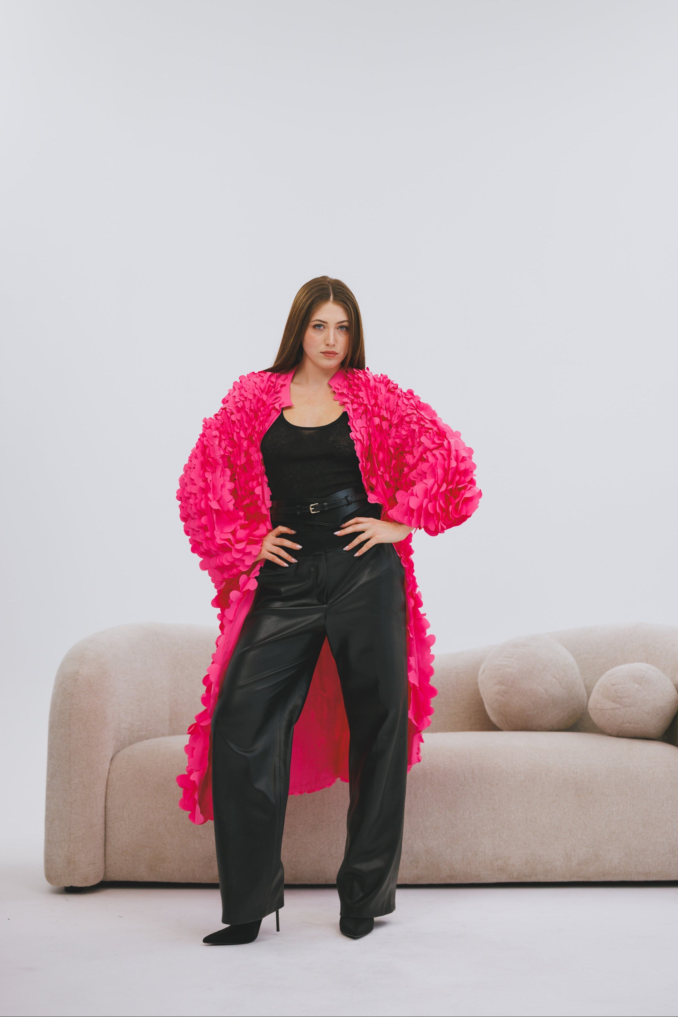 Teddy mantel - fuksiaroosa