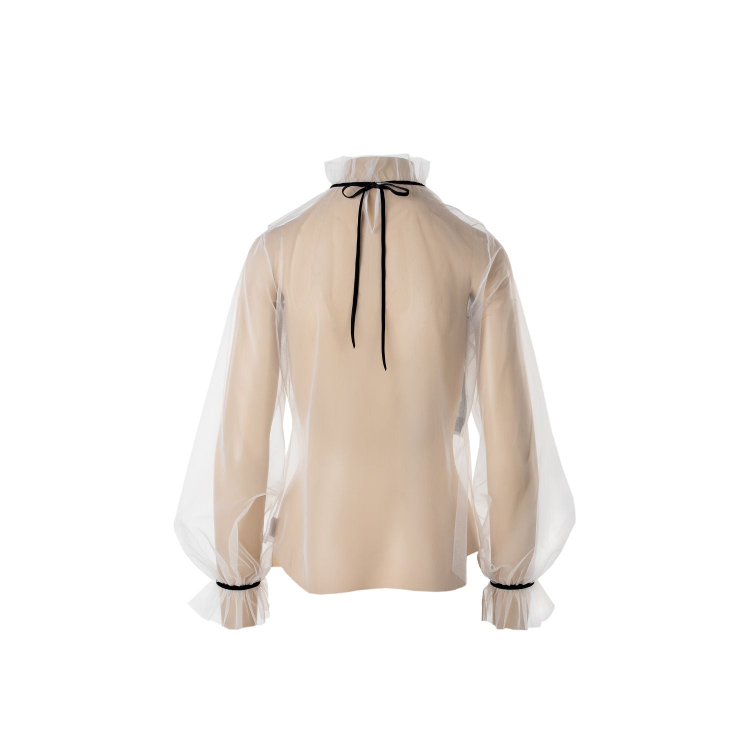 Tulle Blouse Celine - White, Long Sleeves