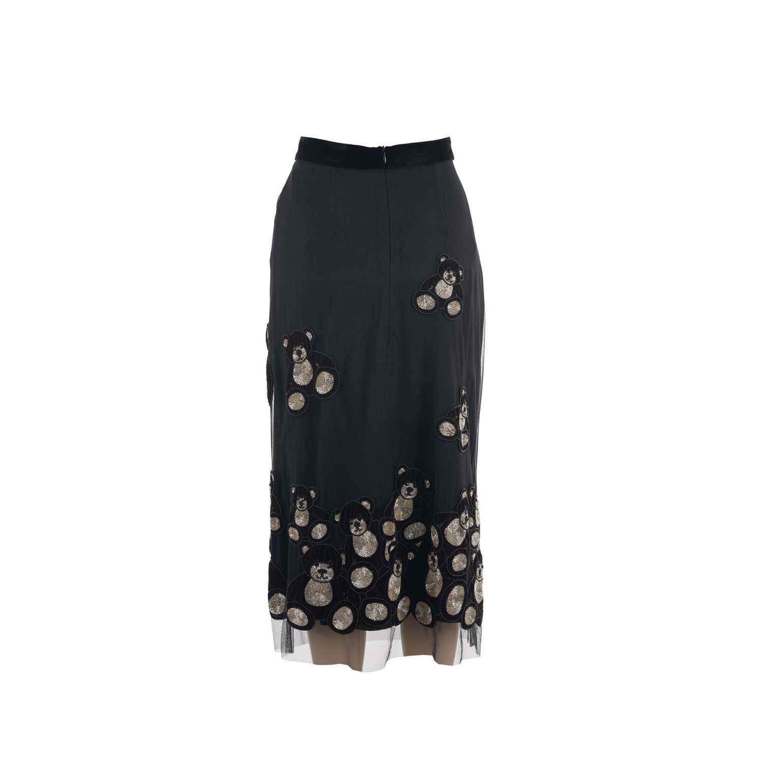 Skirt Teddy - black & brown, midi
