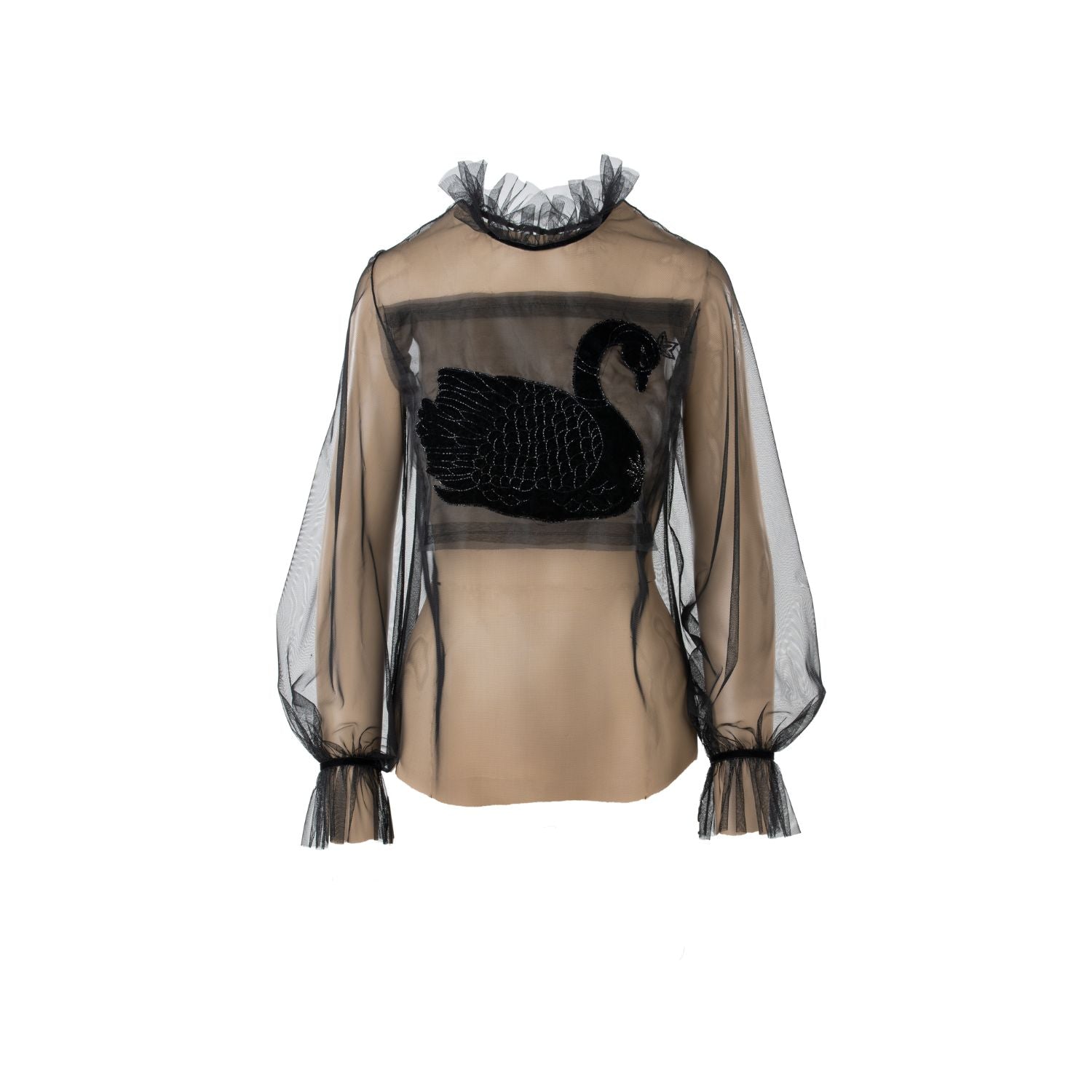 Tulle Blouse Celine - Black, Long Sleeves