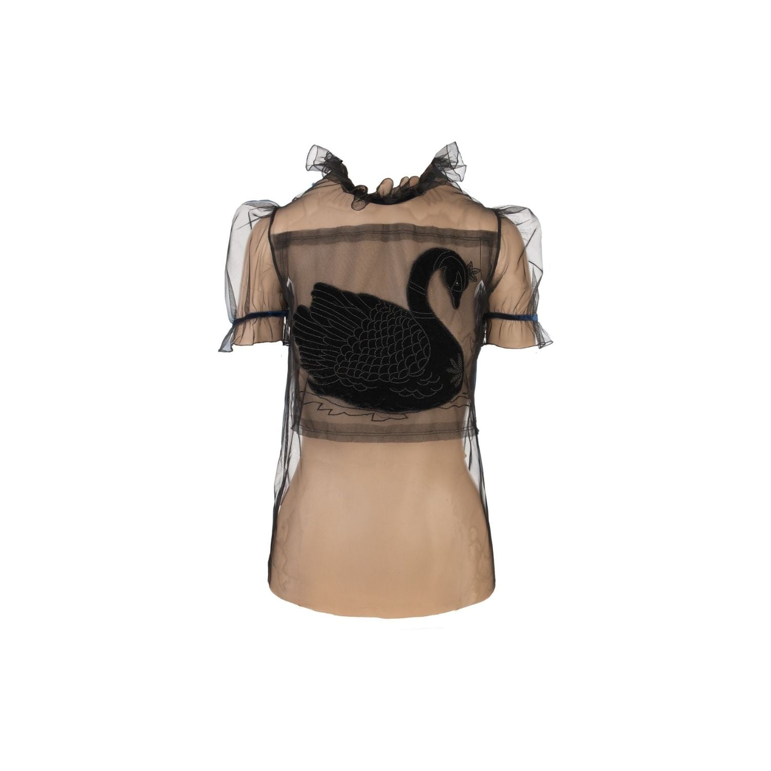 Tulle Blouse Celine - Black, Short Sleeves