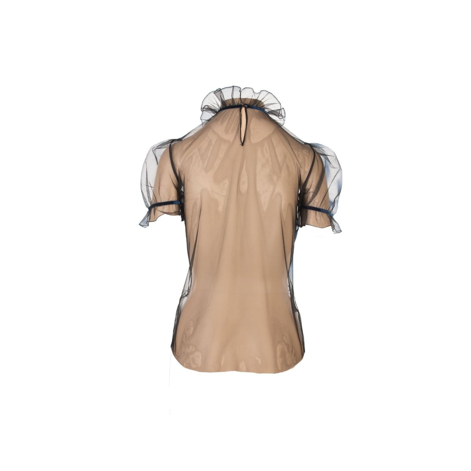 Tulle Blouse Celine - Black, Short Sleeves