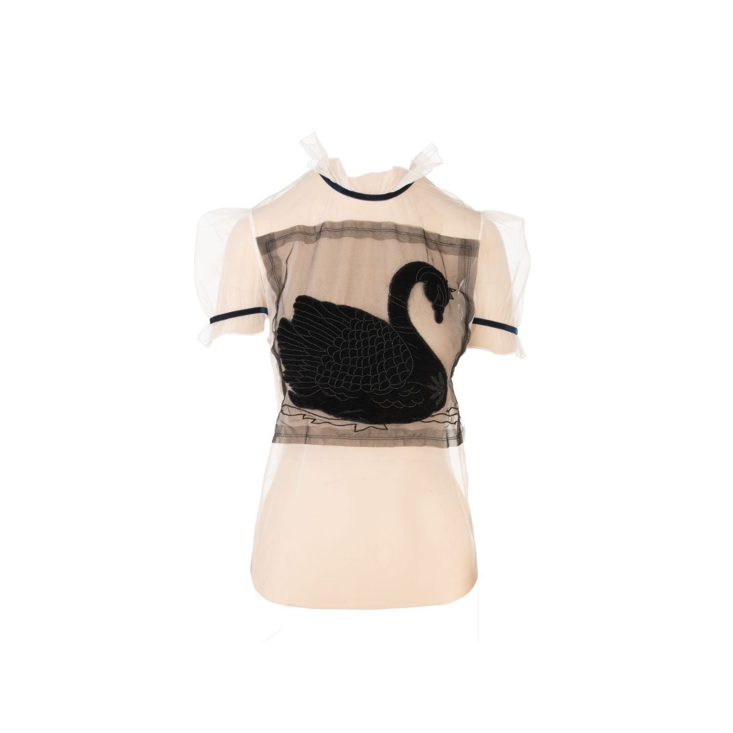 Tulle Blouse Celine - White, Short Sleeves