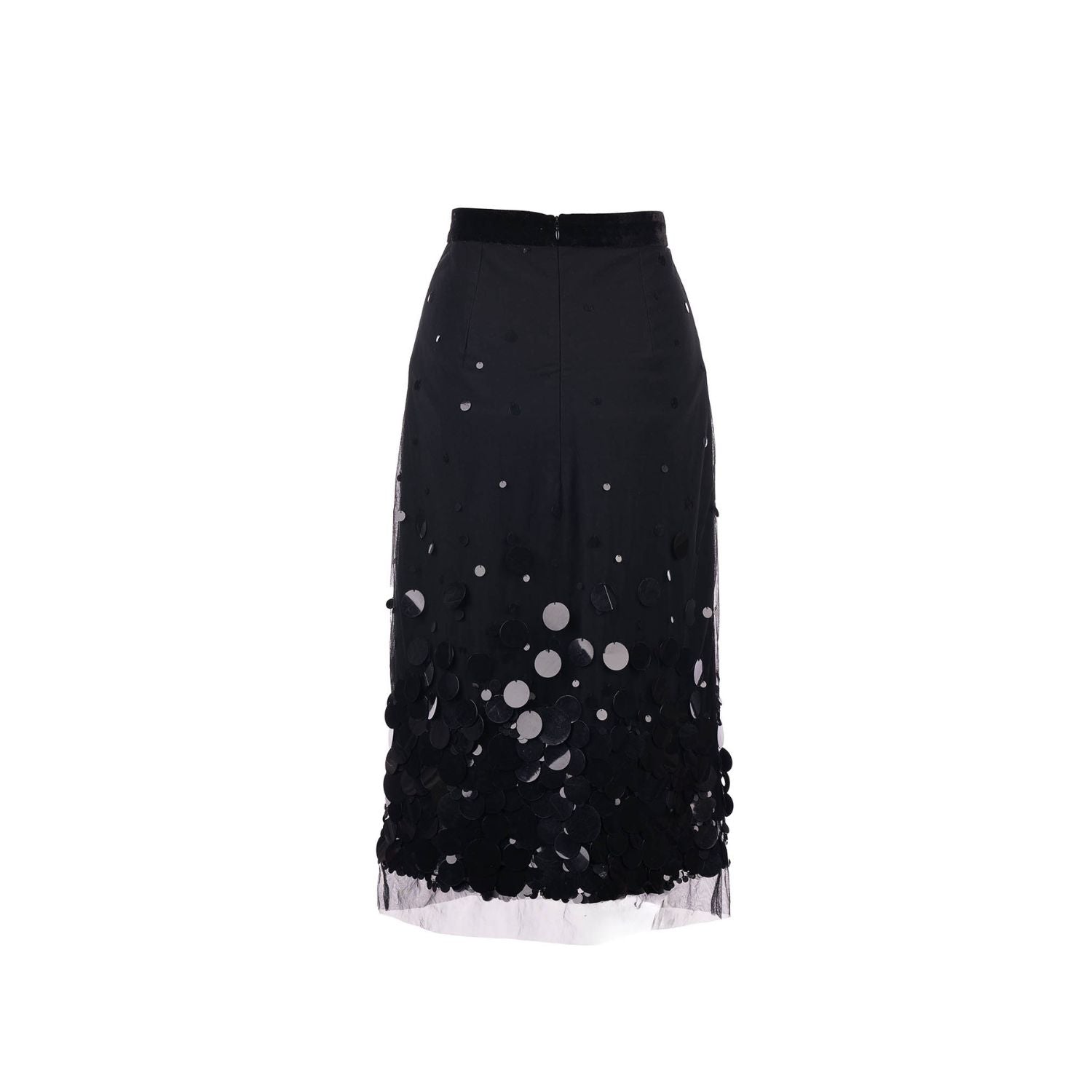 Embellished skirt - black, midi