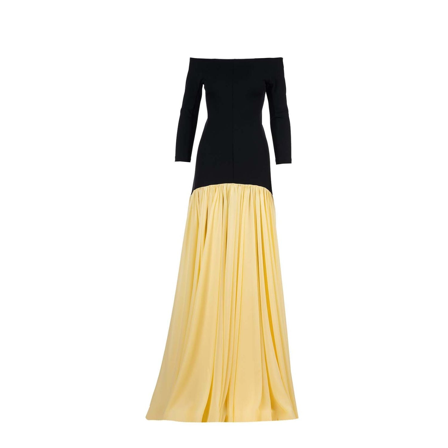 Kleit Lucia - must & kollane, maxi