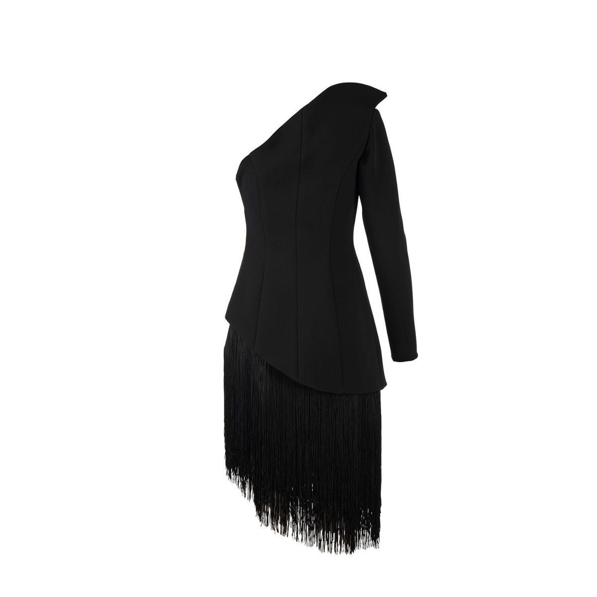 One sleeve dress Zoya with fringe