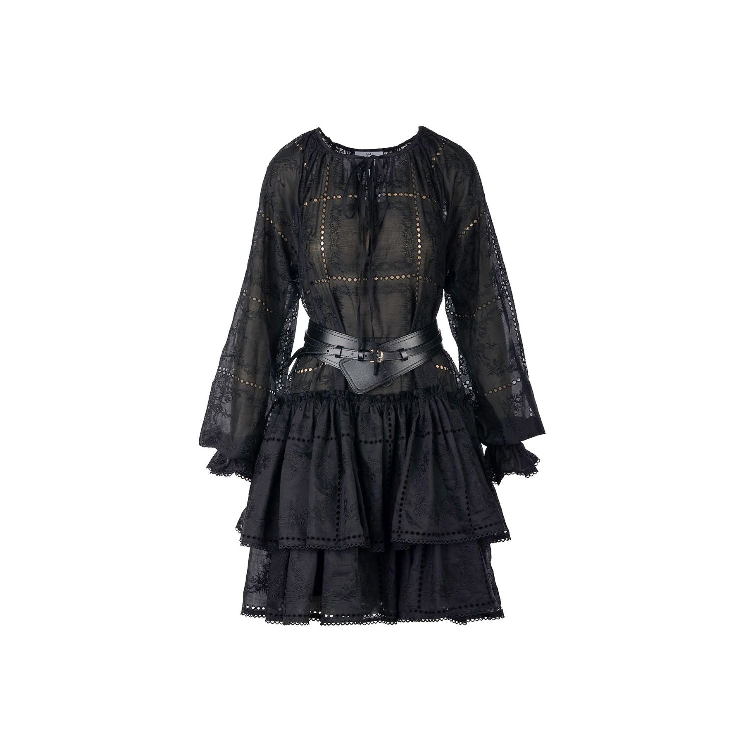 Dress Marylee - black, with belt