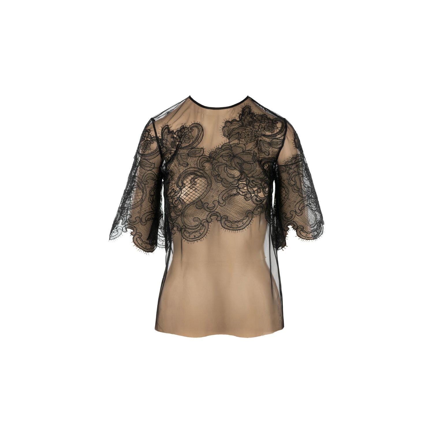 Tulle and lace Blouse Gloria - Black on black