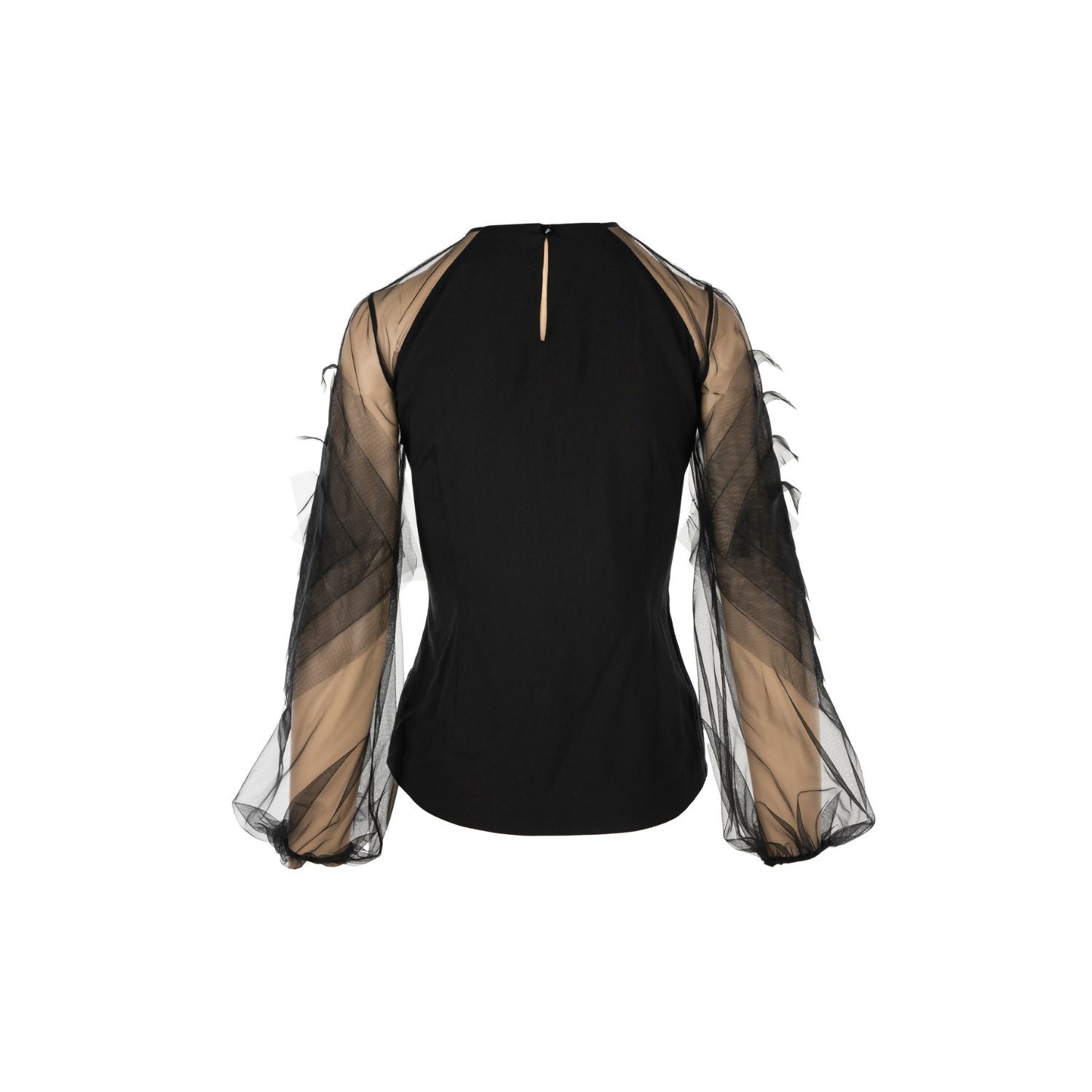 Tulle Blouse Clara 2 - Black, Long Sleeves