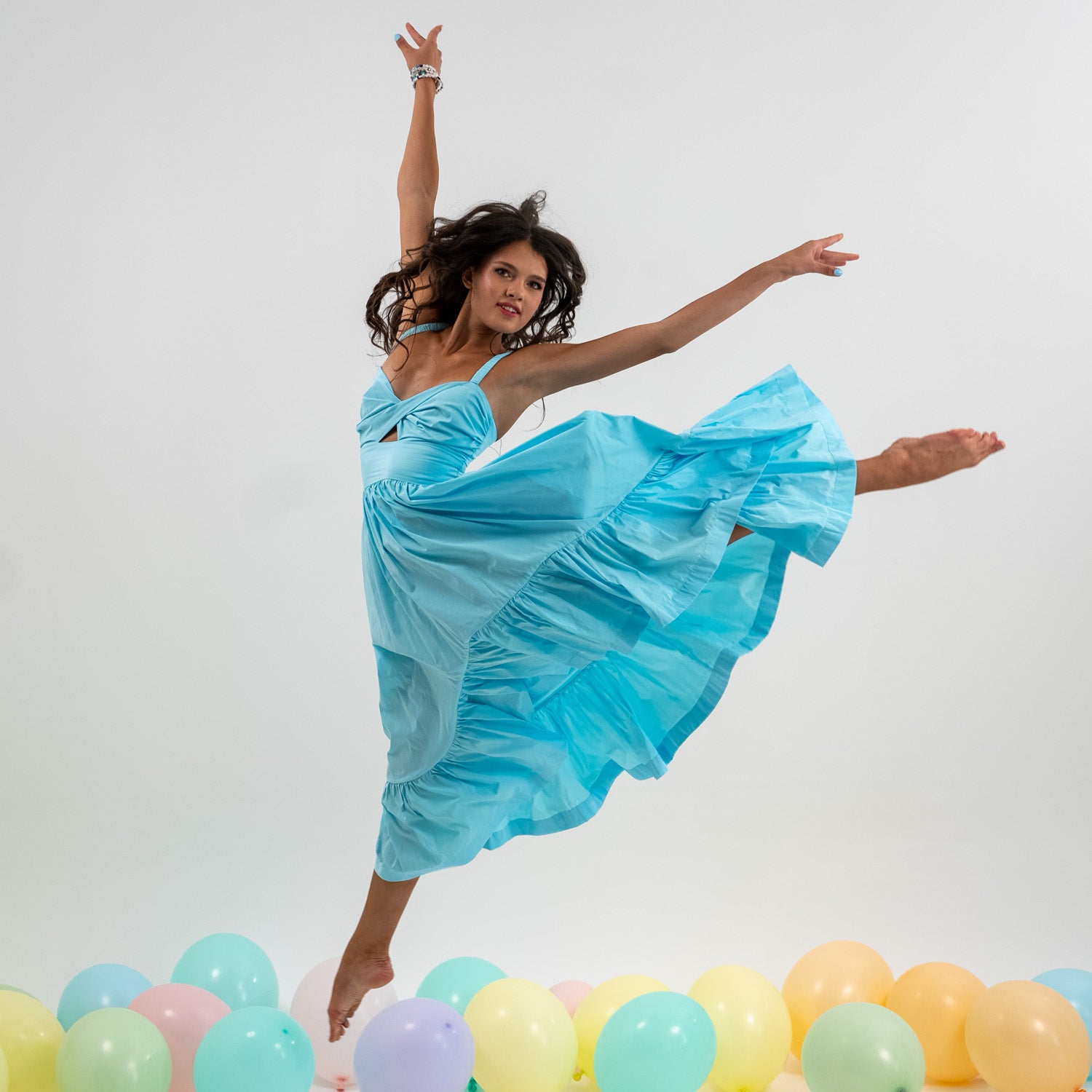 Bubblegum taffeta Dress Aqua