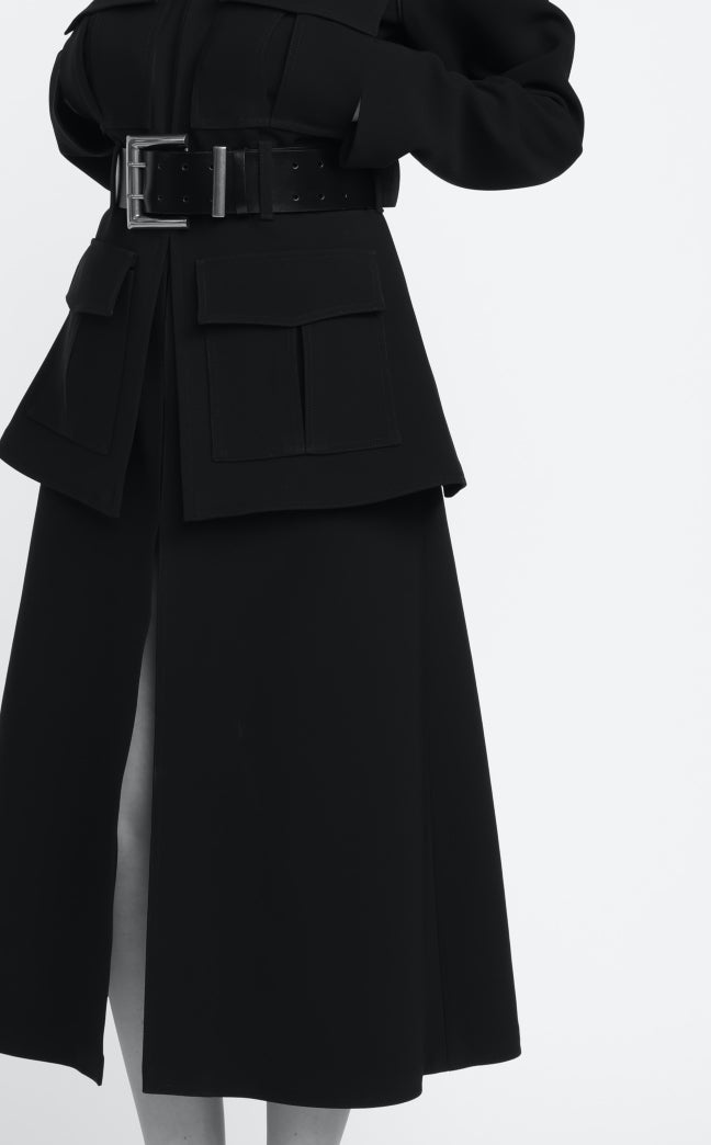 Coat dress Zahara - black, midi, one of a kind