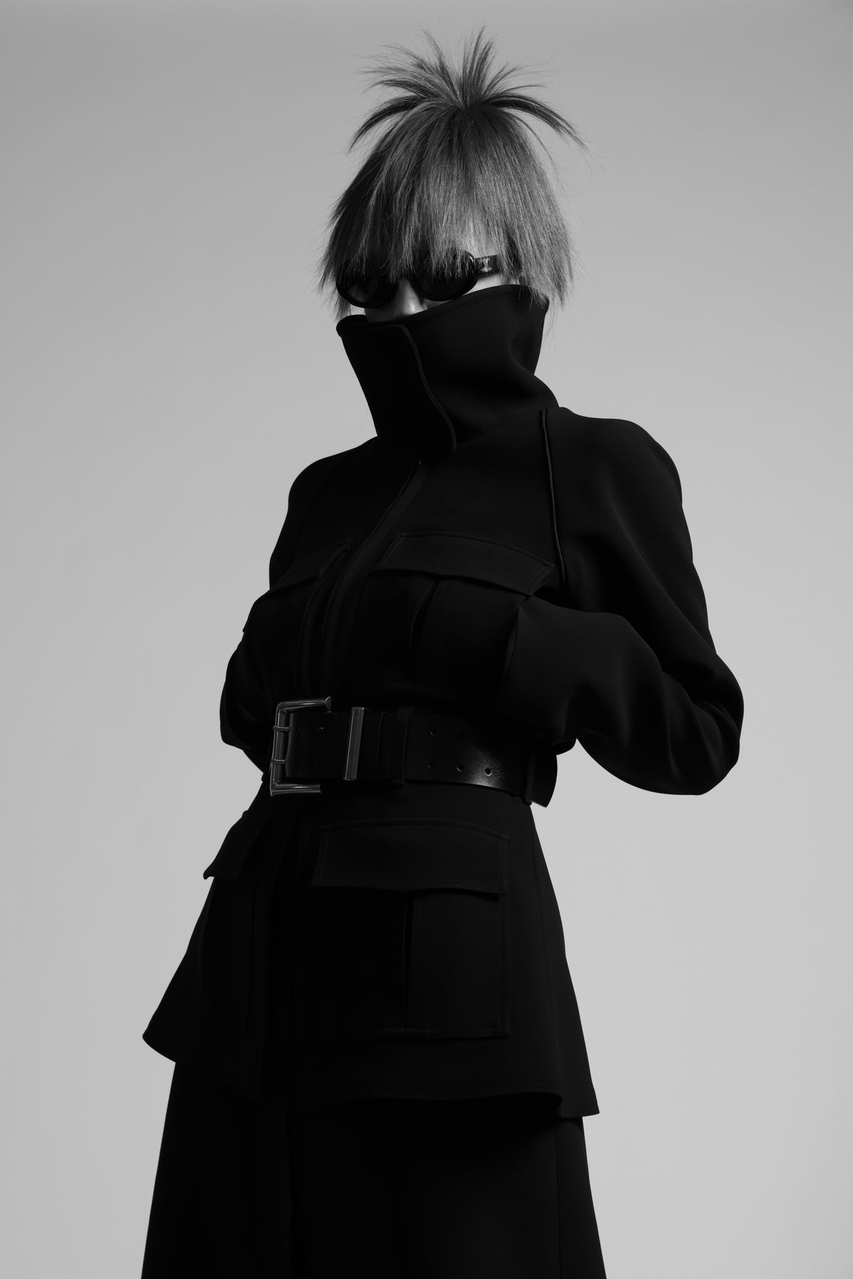 Coat dress Zahara - black, midi, one of a kind