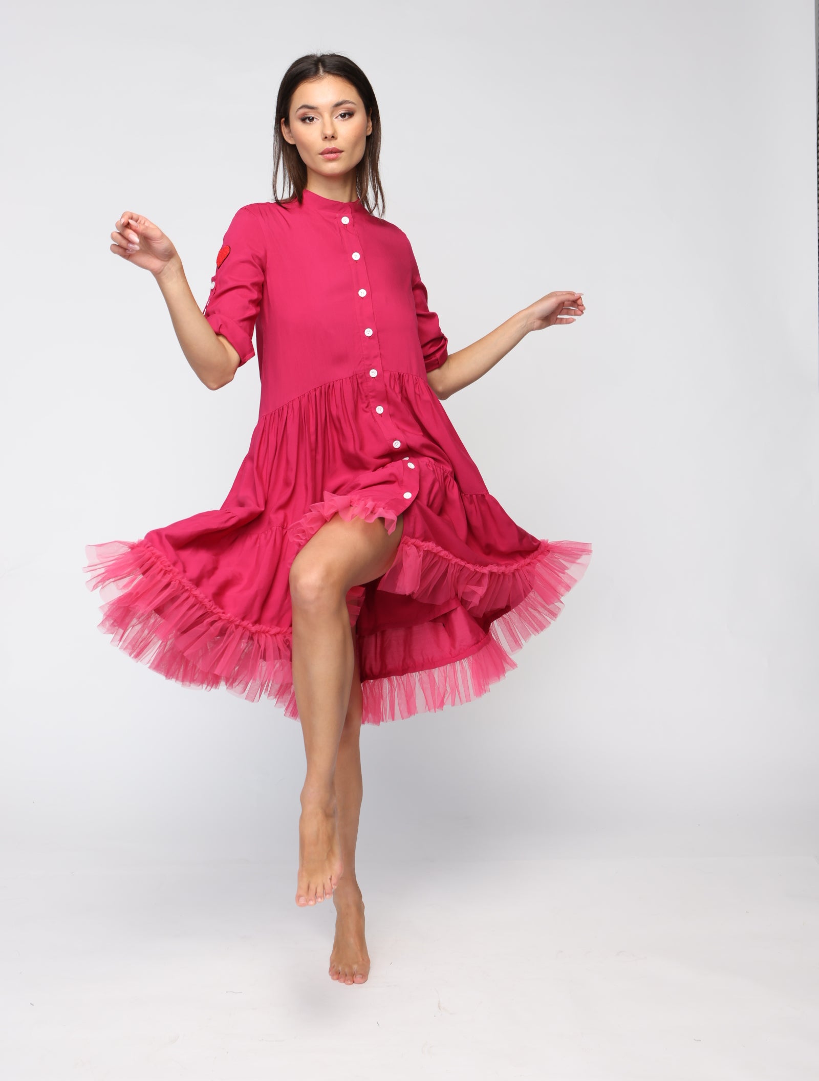 Flowy Viscose Summer Dress #Cute Fuchsia