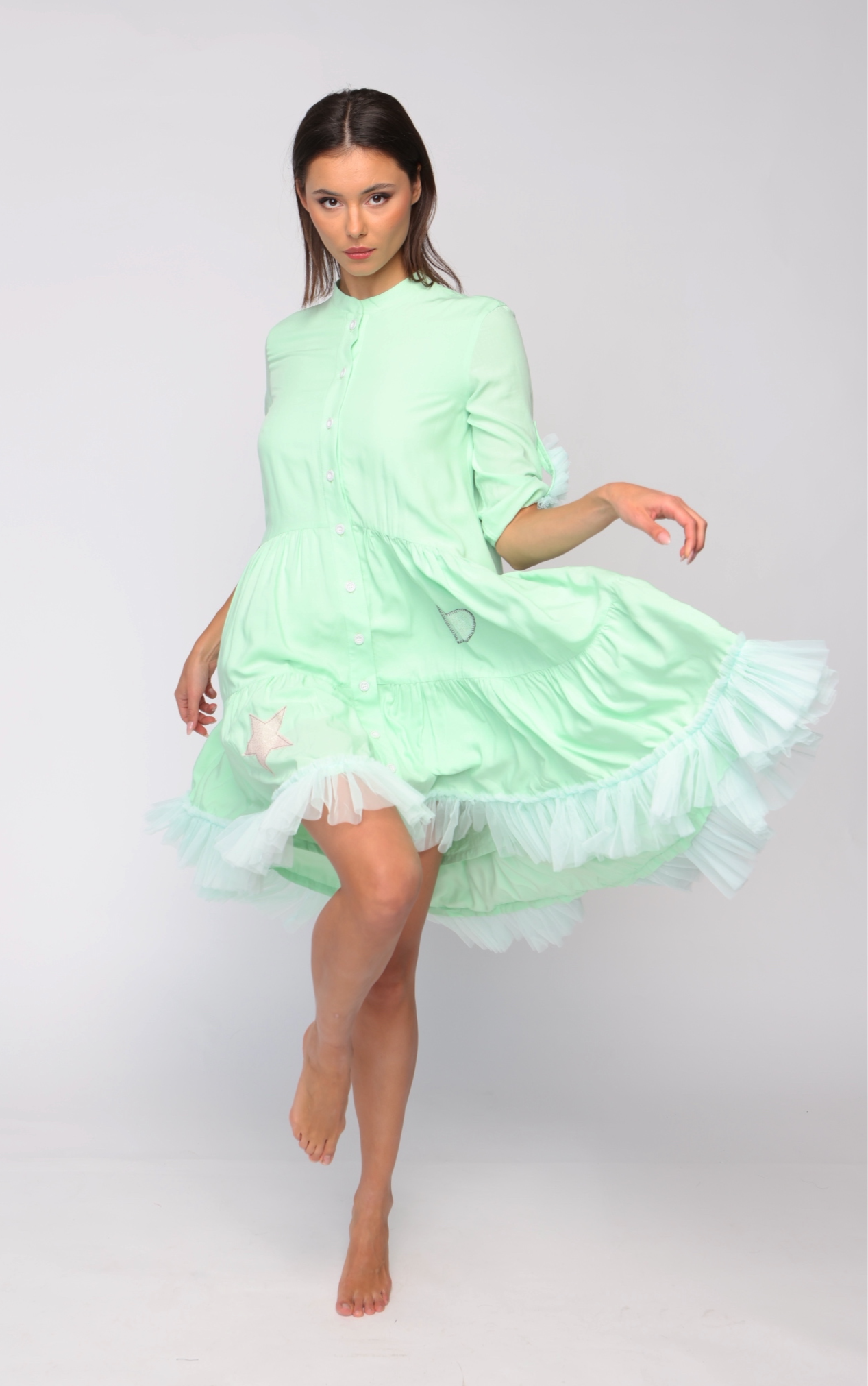 Flowy Viscose summer dress #Cute Lime