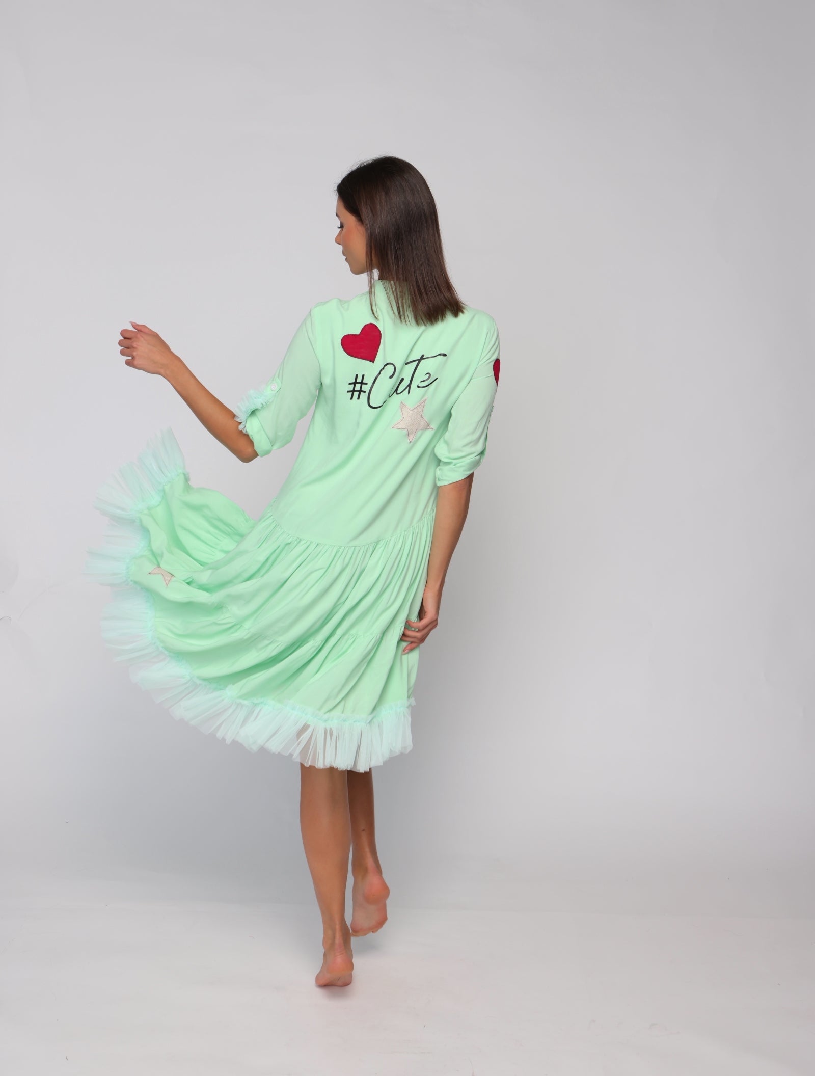 Flowy Viscose summer dress #Cute Lime