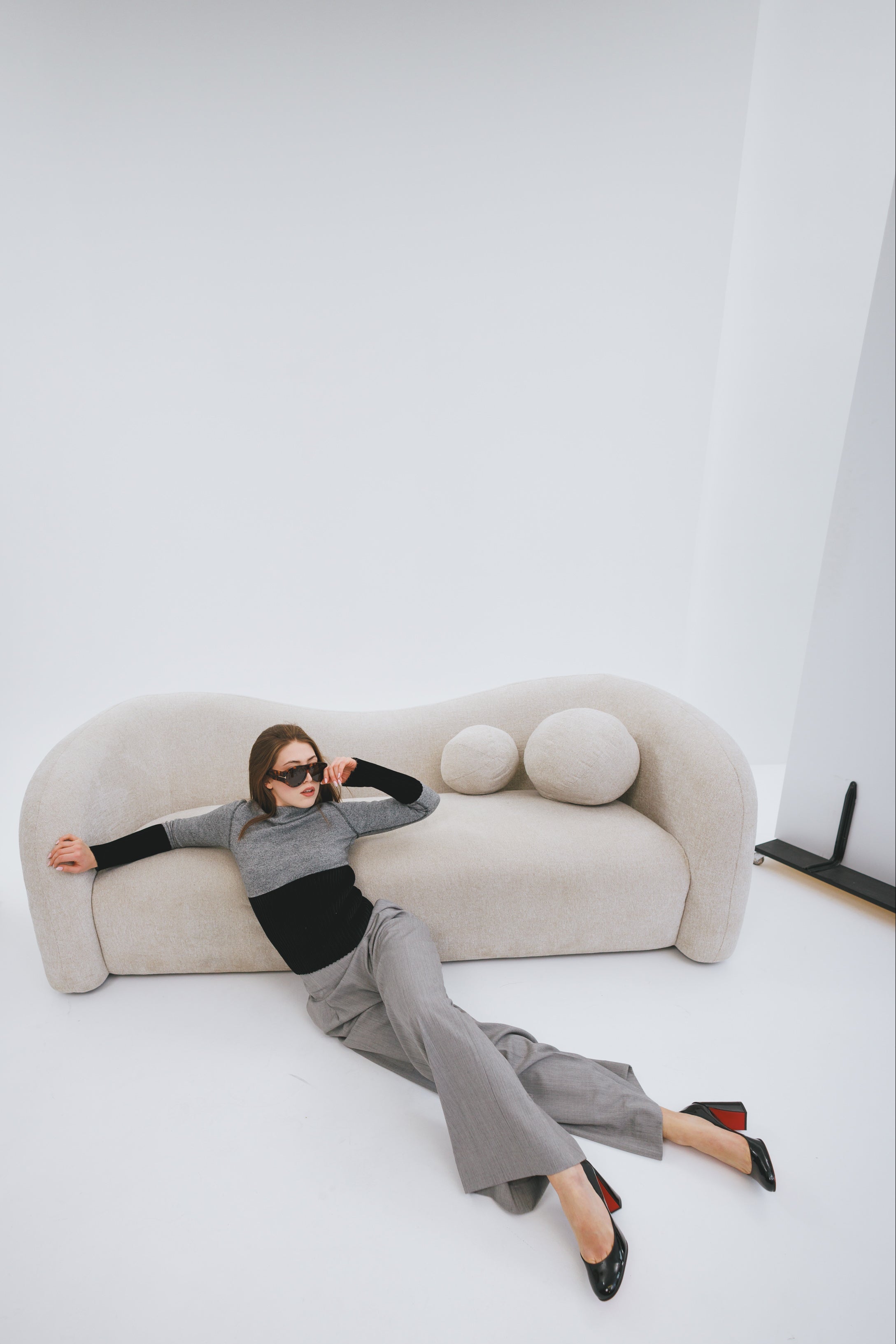 Meriino Peenvillast Pluus - hall ja must