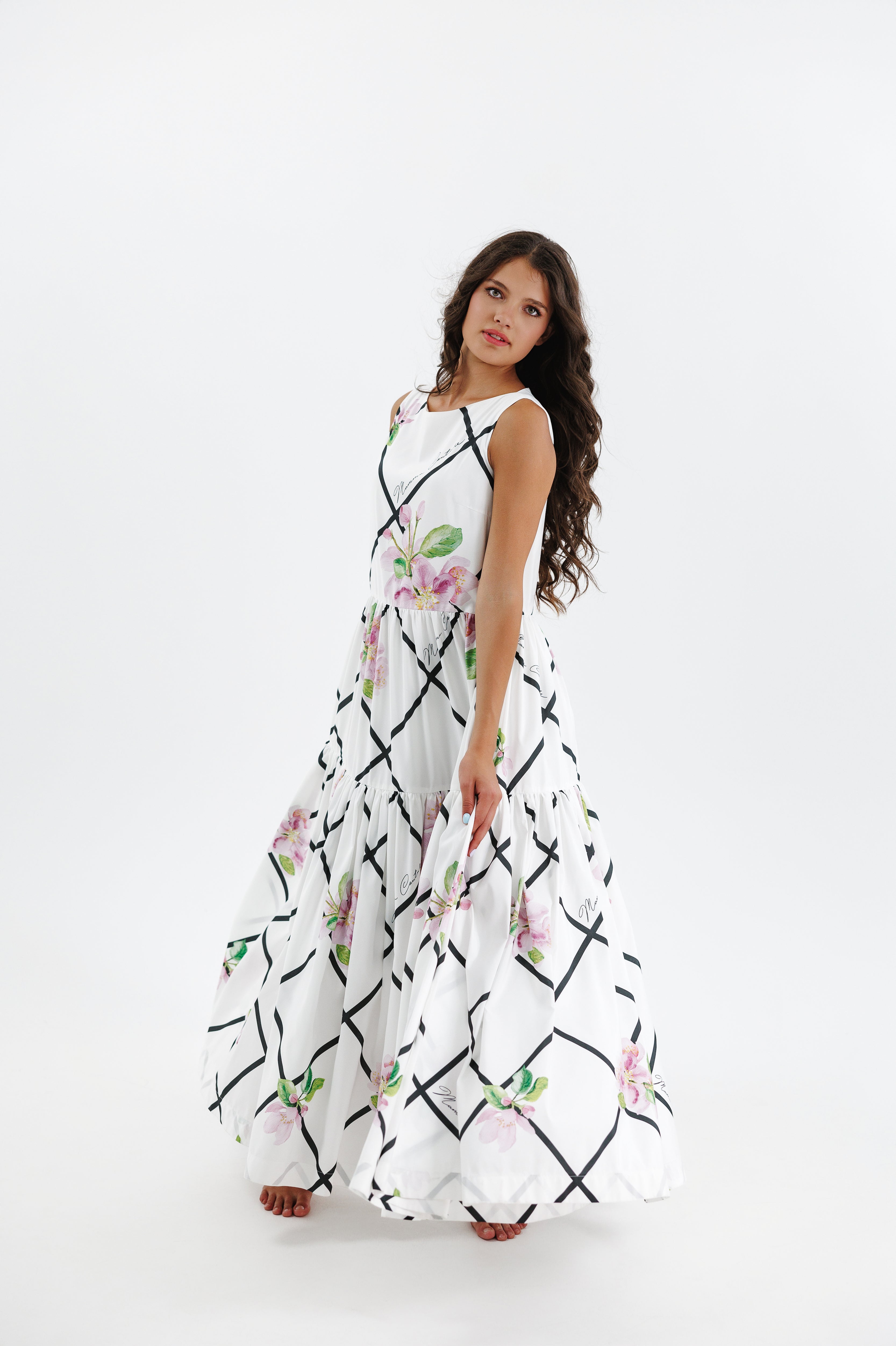 Amara Apple Blossom Taffeta Dress - Maxi