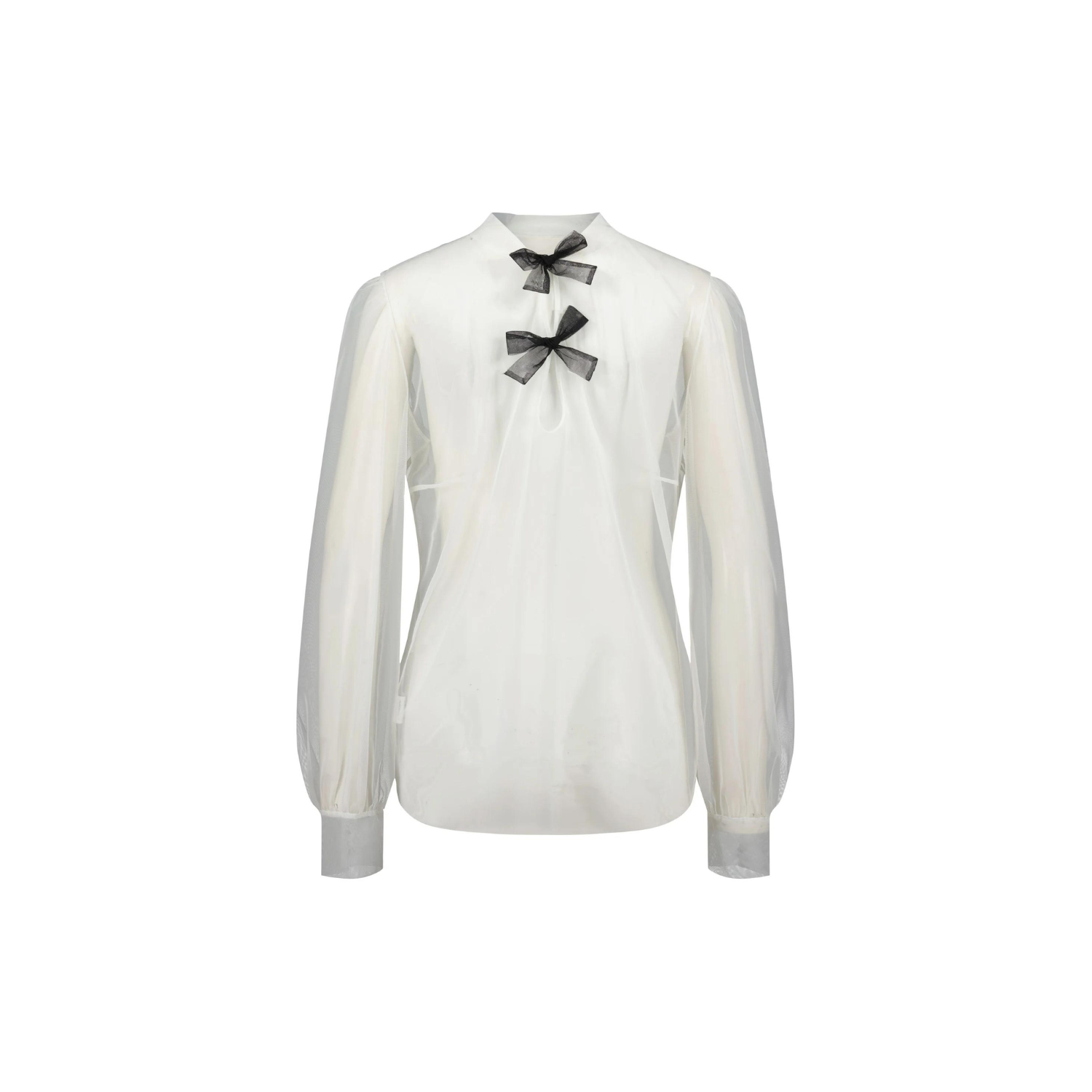 Tulle Blouse Linda - White, Long Sleeves