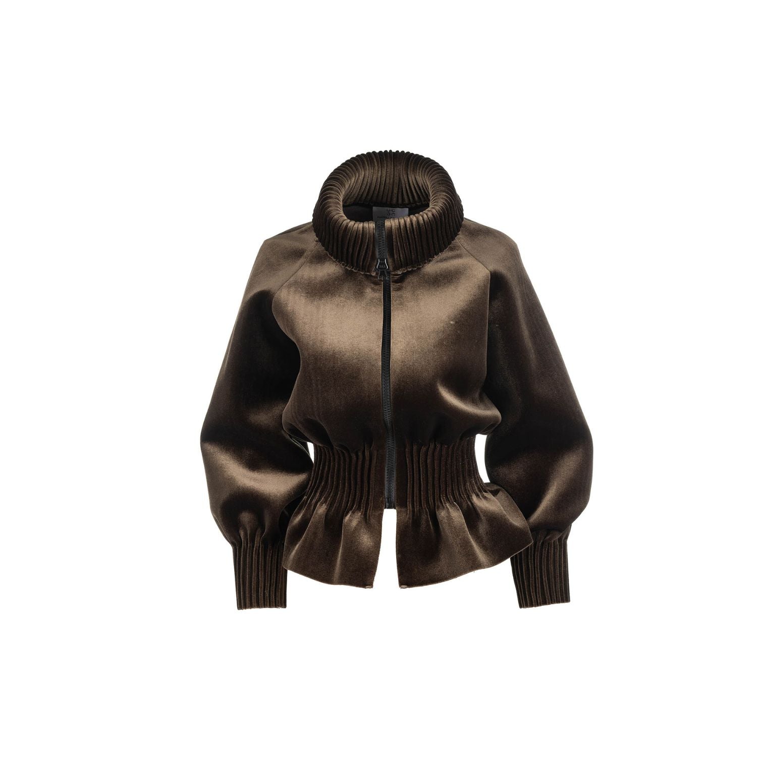 Sametist peplum bomber - roheline