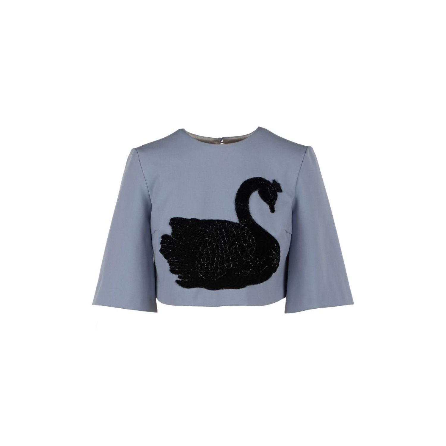 Top with swan embroidery - blue