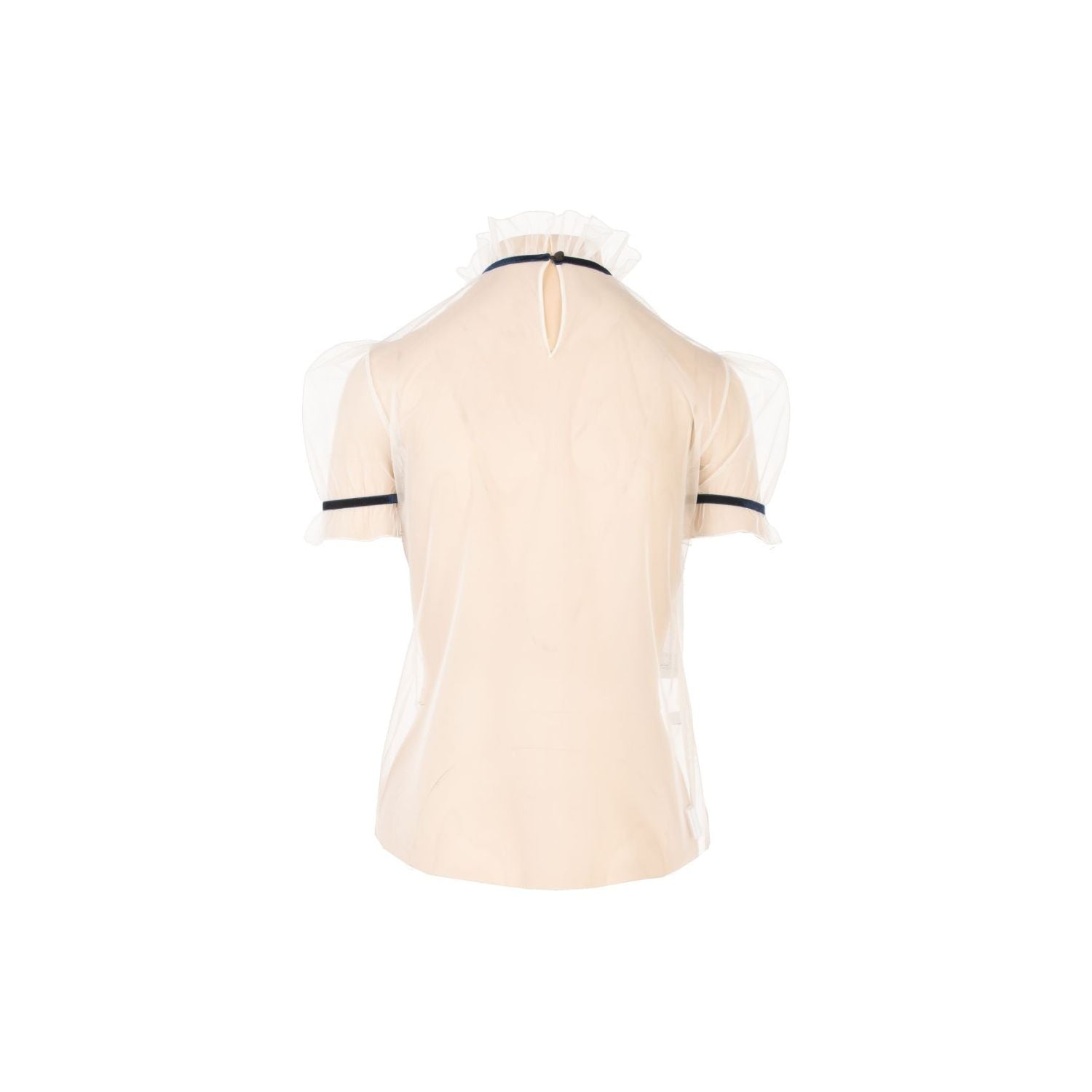 Tulle Blouse Celine - White, Short Sleeves