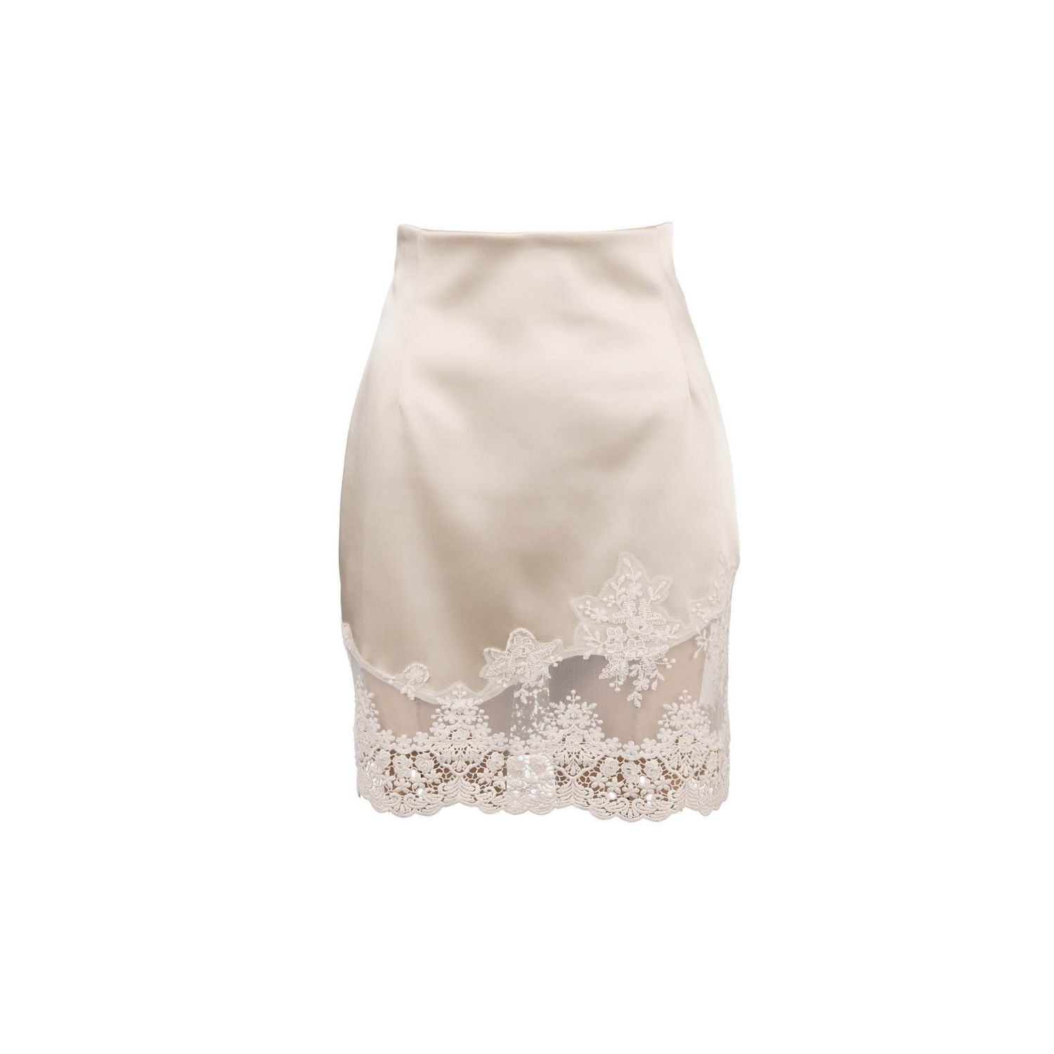 Satin skirt - beige, mini