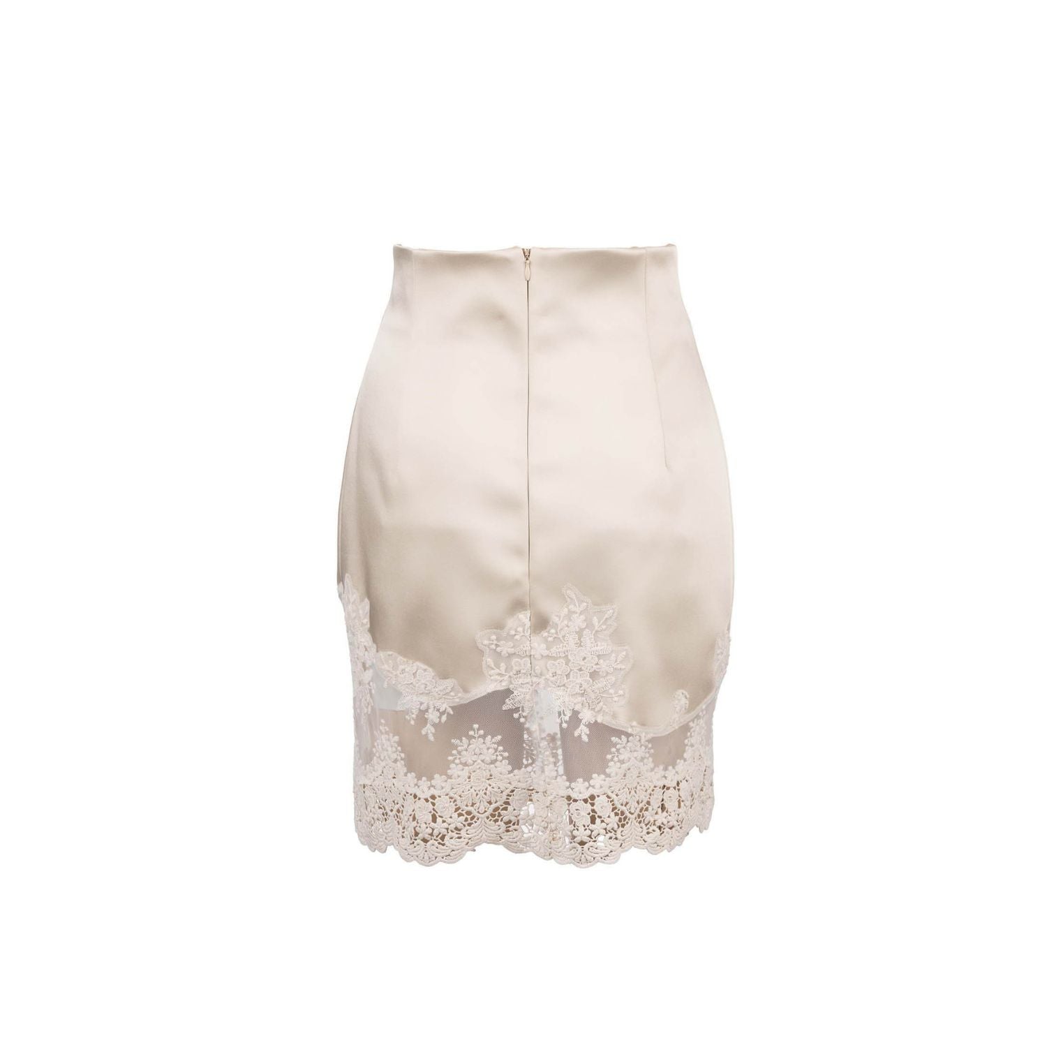 Satin skirt - beige, mini