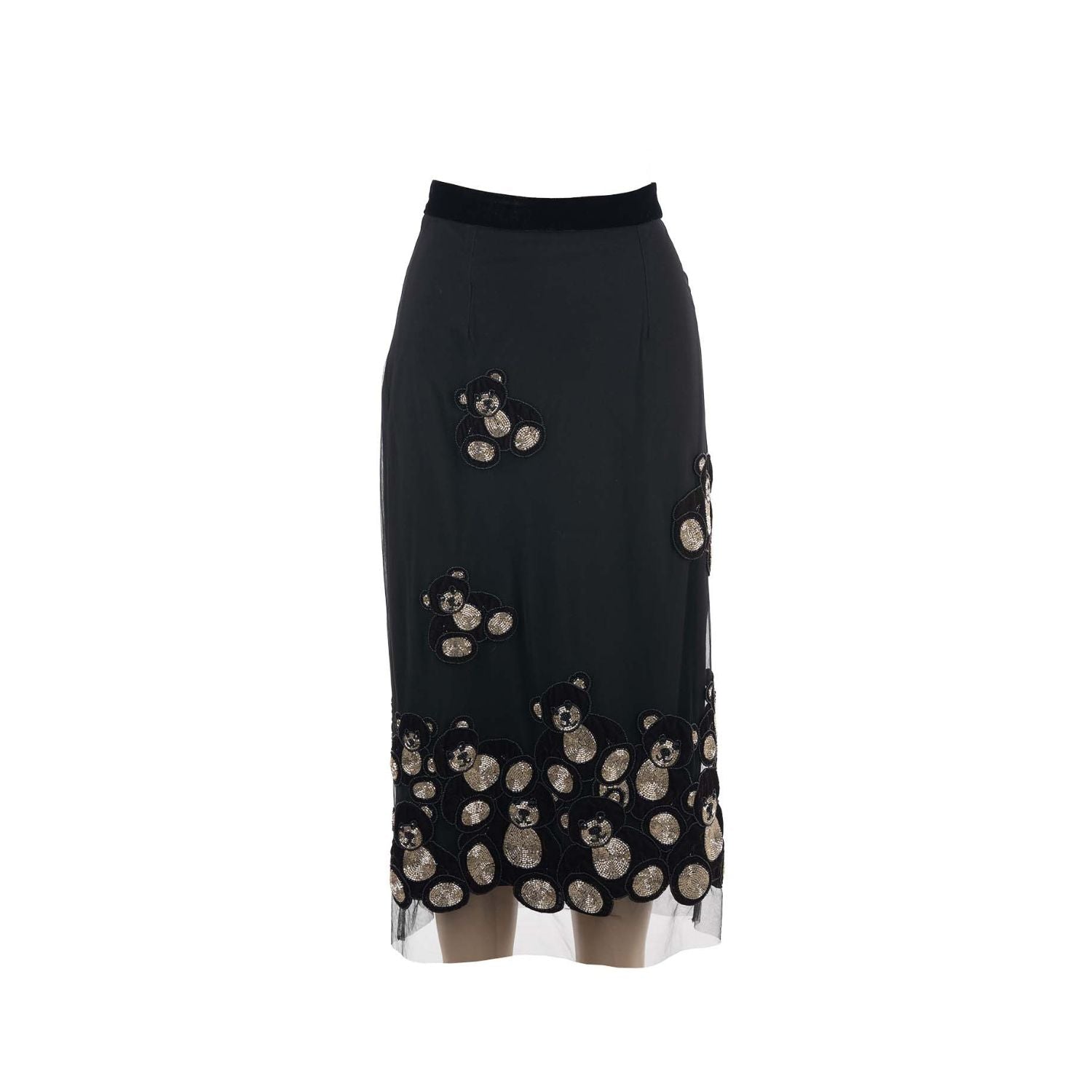 Skirt Teddy - black & brown, midi