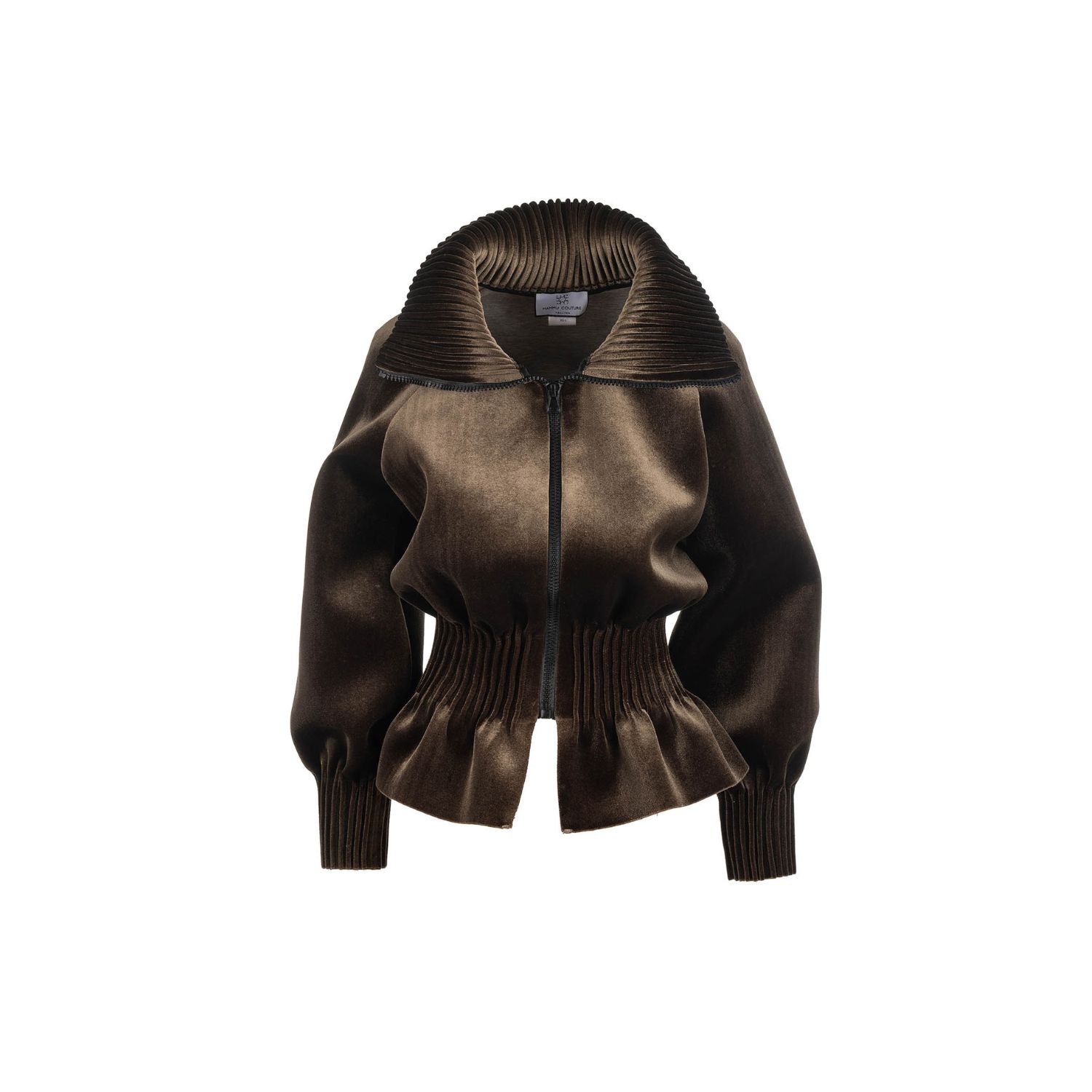 Sametist peplum bomber - roheline